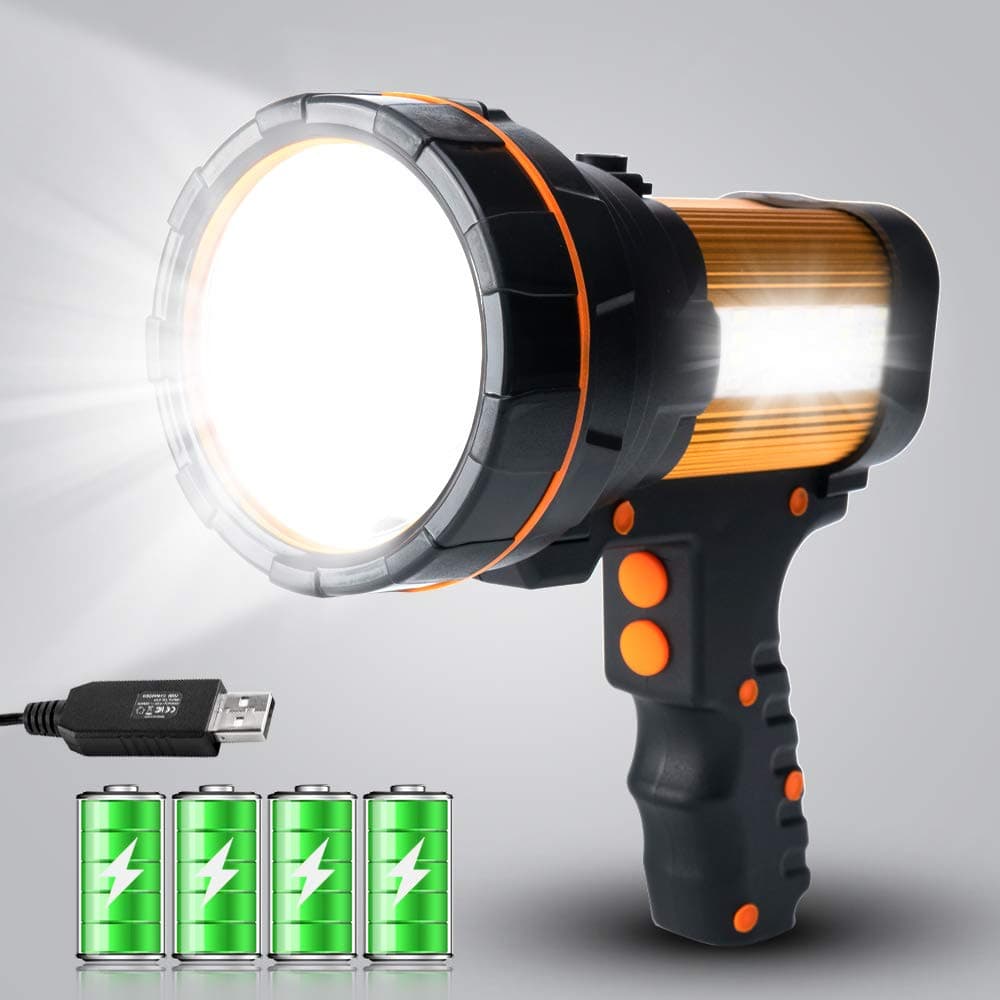 High Powered LED Torch Super Bright USB C Rechargeable, Long Range 800YD,Big Battery 10000mh,Large Powerful Spotlight Flashlight Searchlight Handheld Heavy Duty Strong