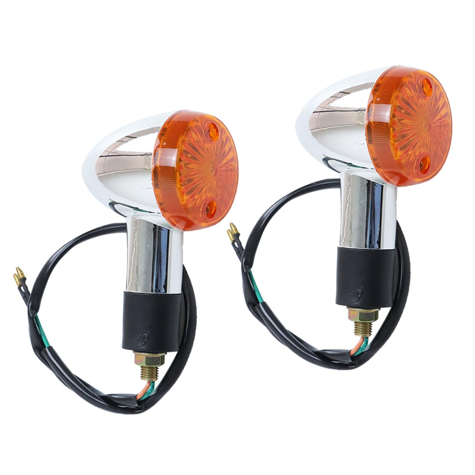 LABLT 2 Pcs Front Rear Turn Signal Blinker Indicator Light Fit for Motorcycle Amber Chrome