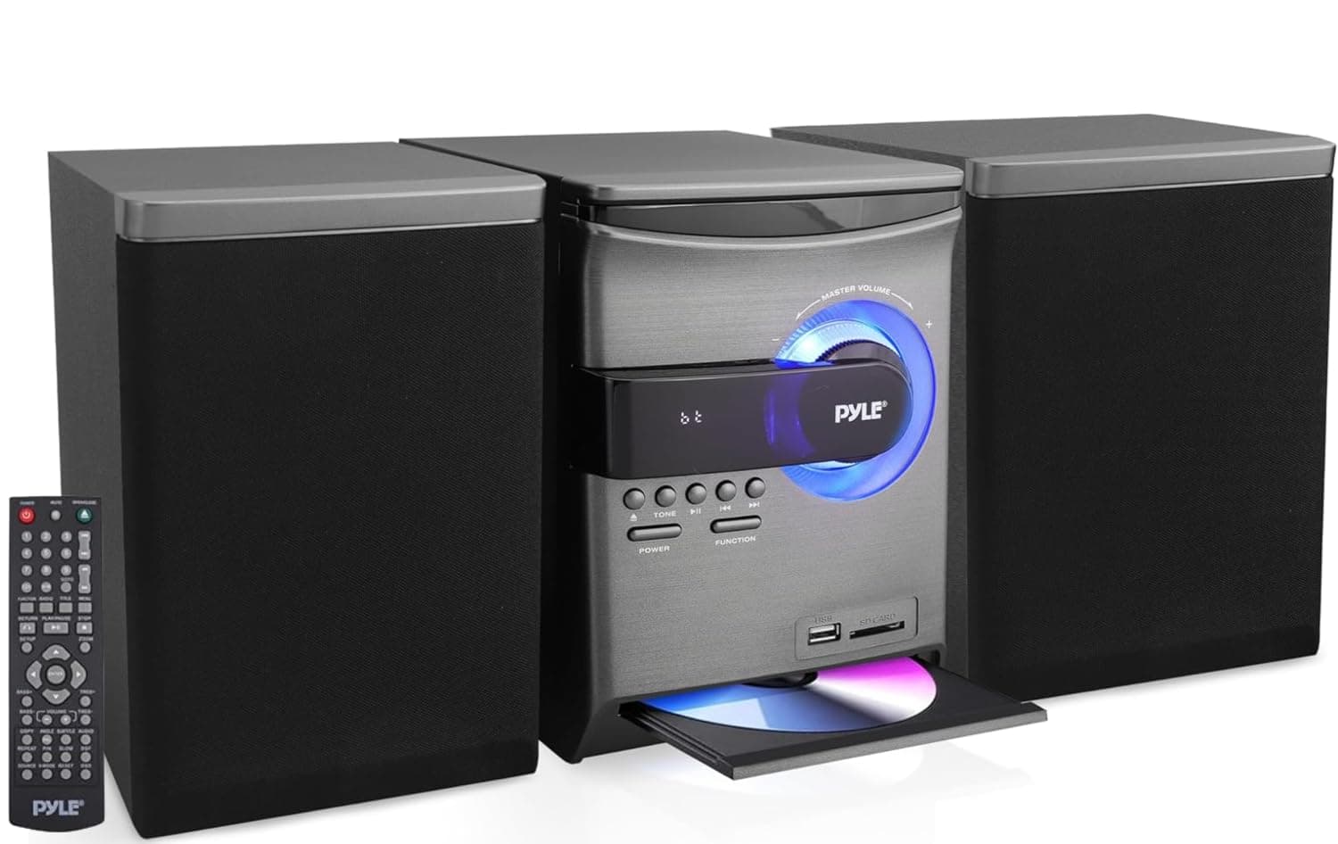 Home Stereo Shelf System - 30W Wireless BT Streaming with CD Player, FM Radio, USB & SD Card Playback, 2-Way Music Crisp-Sound, Remote Control, Dual Stereo Speakers (Black)