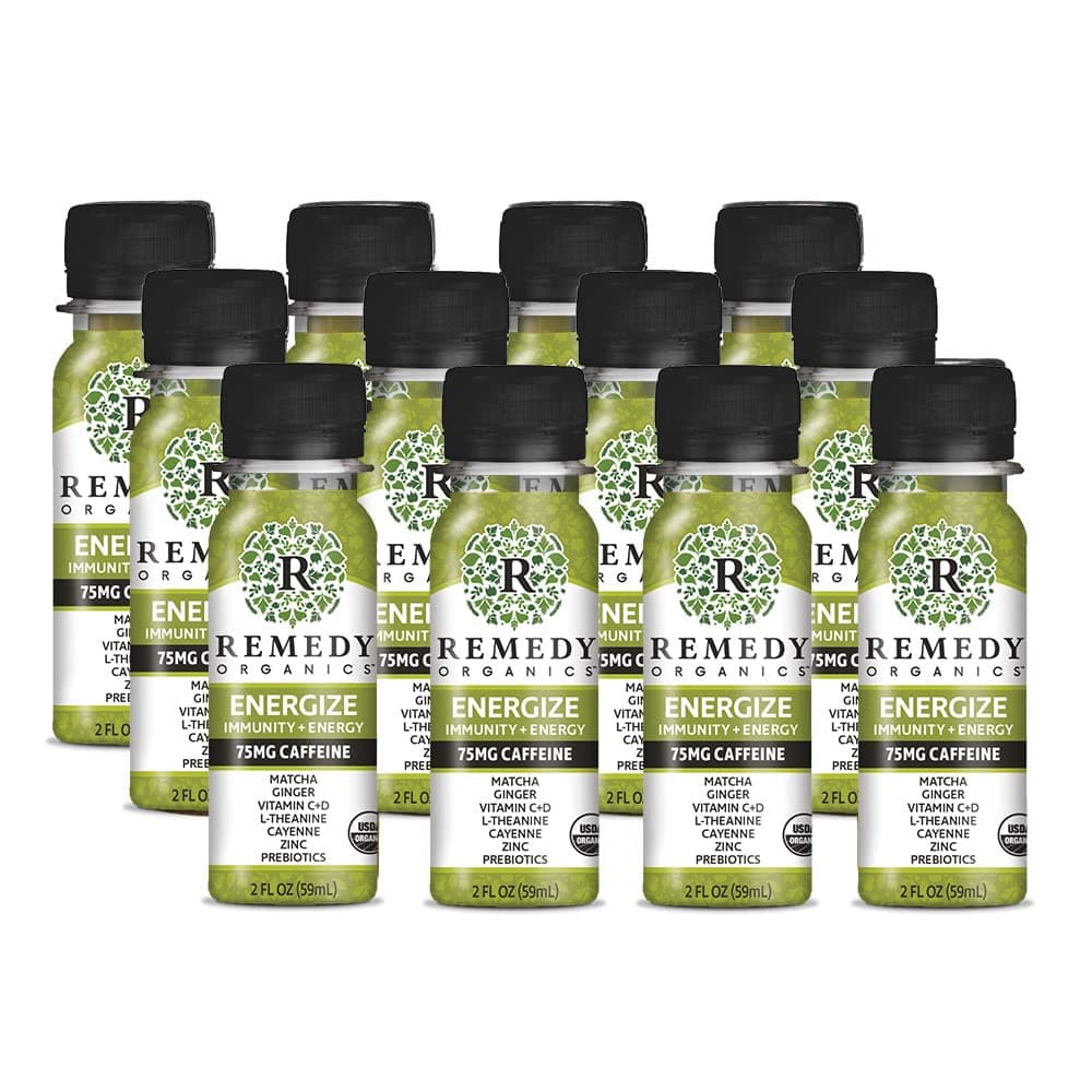 Immunity Plus Shot, Energize Me 12-Pack | Boost Energy, Brain Function, Detoxification, and Metabolism | Certified-Organic Ingredients
