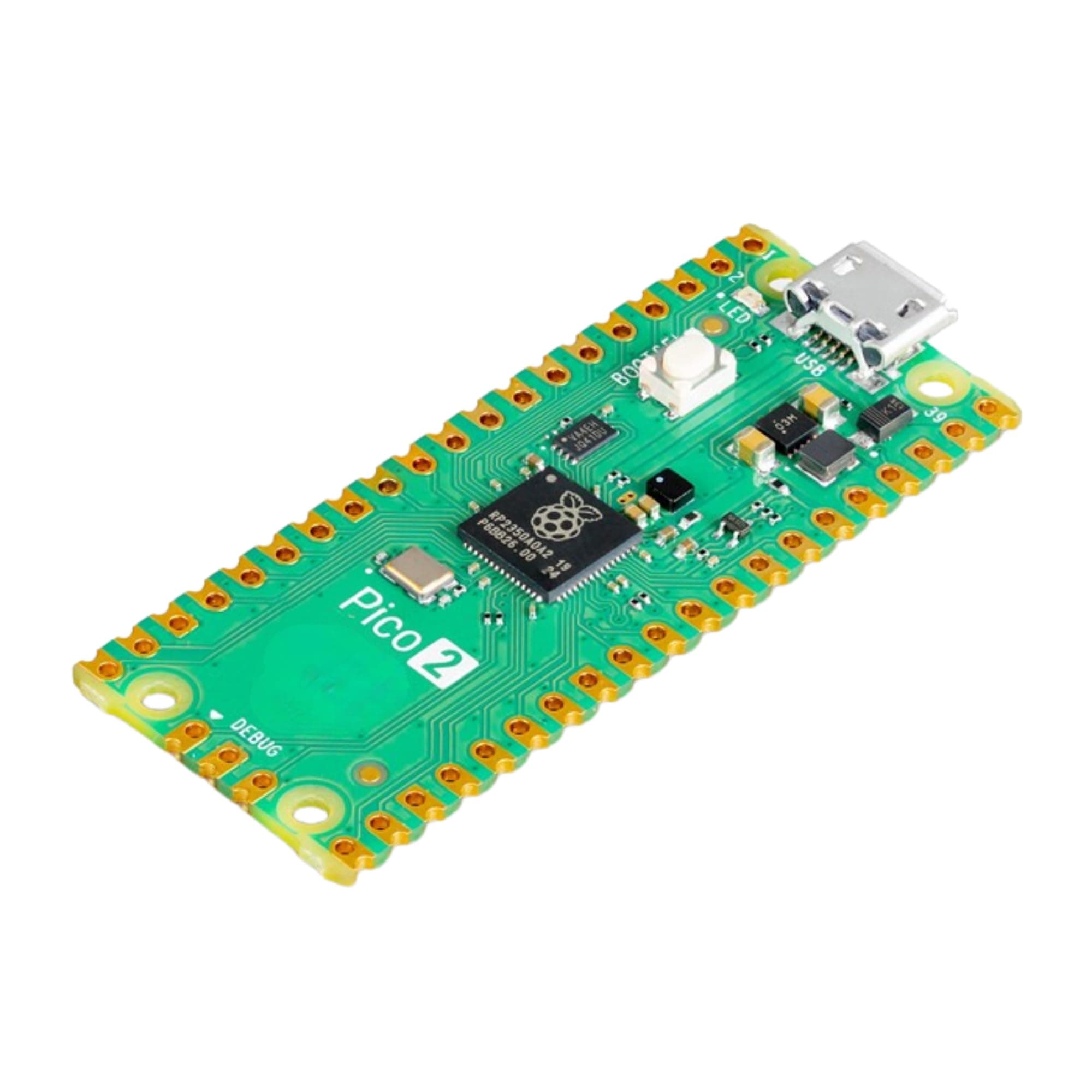 Pi Pico 2 - RP2350 Microcontroller Board, Dual-Core ARM & RISC-V 150MHz CPU, 520KB RAM, 4MB Flash, 26 GPIO, C/C++, MicroPython and CircuitPython Support