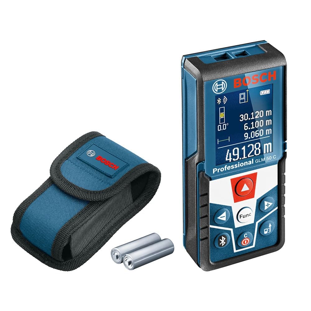 laser measure GLM 50 C (data transfer via Bluetooth, 360° inclination sensor, range: 0.05–50 m, 2 x 1.5 V batteries, protective bag)