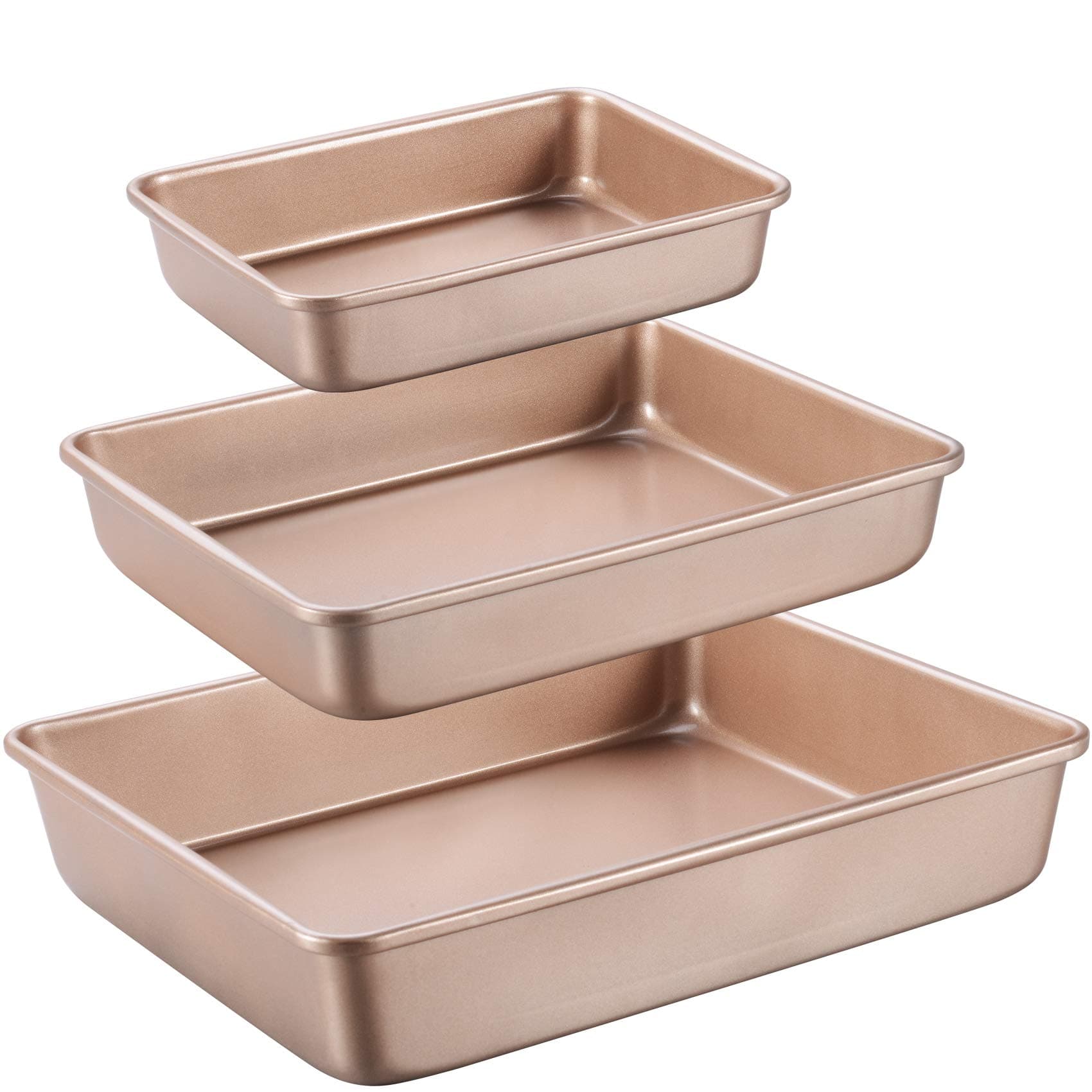 JOHO BAKING Deep Baking Pans Set Nonstick,Rectangle Cake Pan,Stackable Bakeware