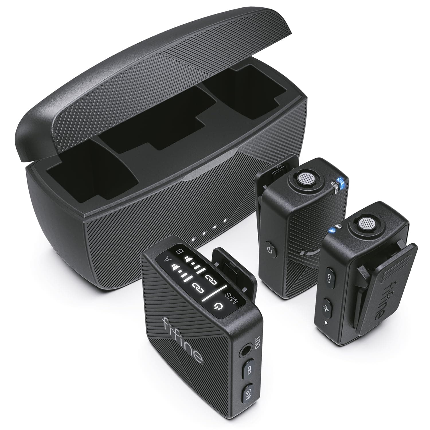 FIFINE Wireless Microphone with Charging Box (M9)