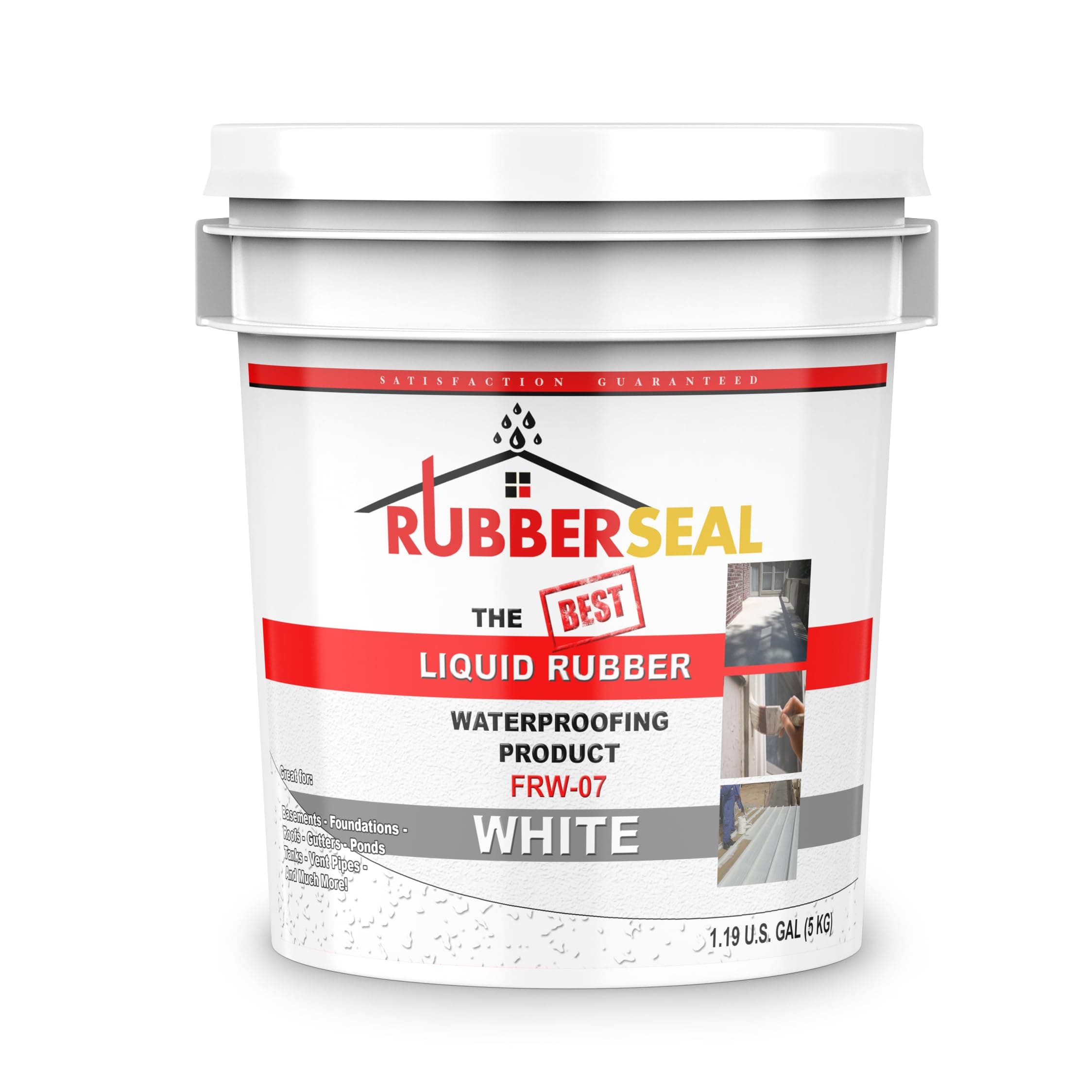Liquid Rubber Waterproofing and Protective Coating - Roll On White (1 Gallon, White)
