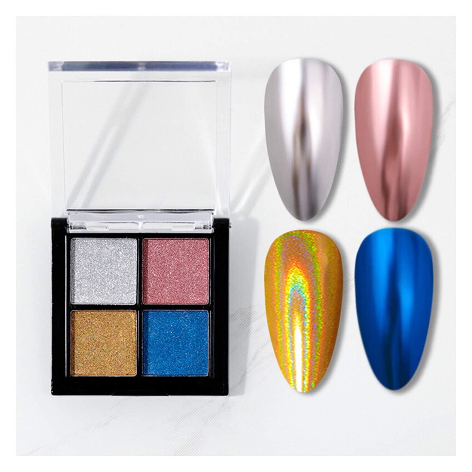 SHUIJ Magic Mirror Solid Nail Art Glitter Powder Merging 4 Colors Holographic Nails Pigment for Gel Polish Shiny Dust (Color : 4)