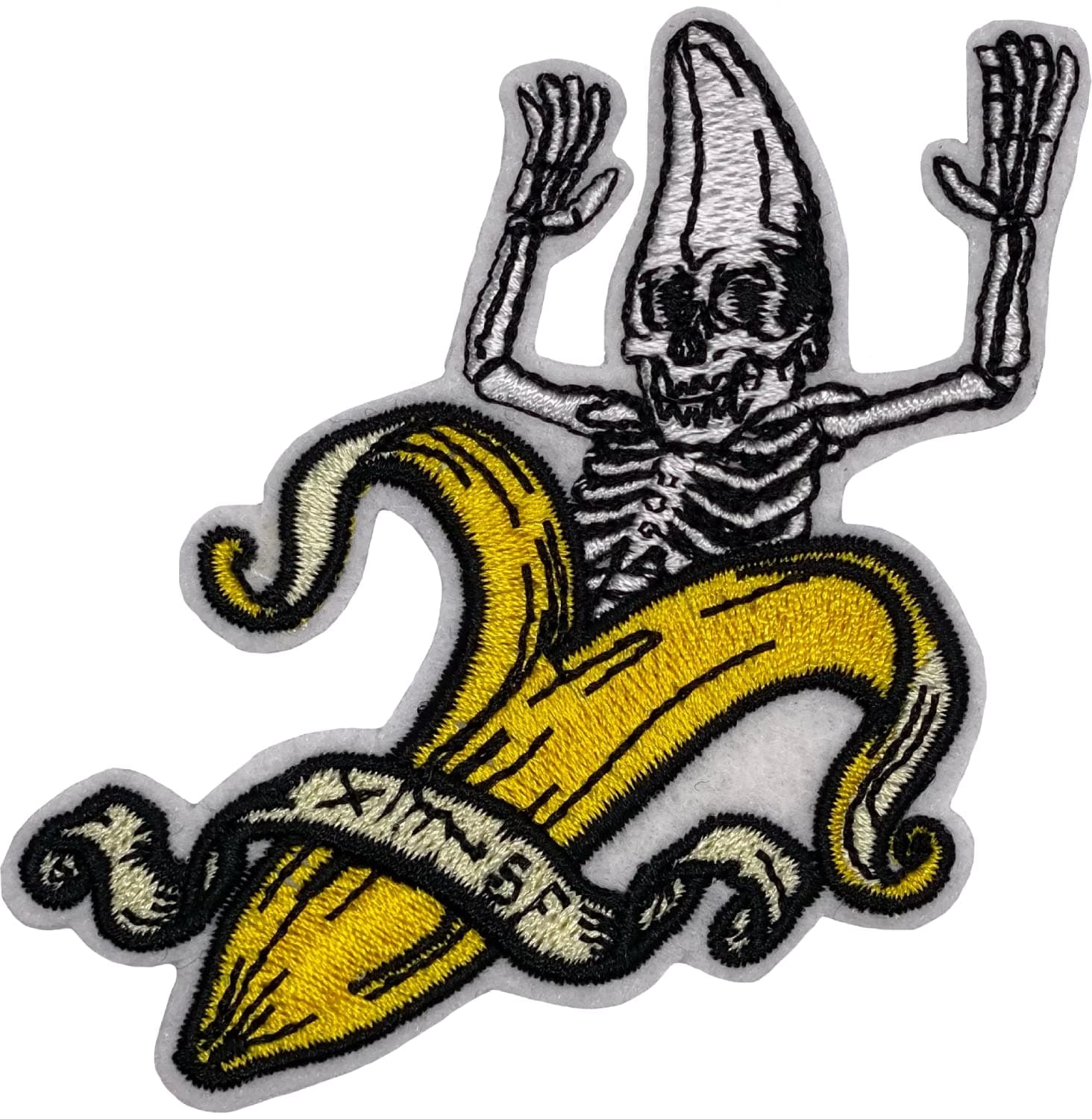 BOHAQA Surrender Skeleton Banana Patch 2.8" - Funny Skeleton Patch - Iron On/Sew On