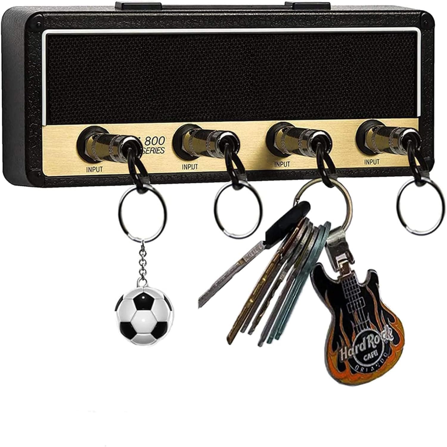 KAIYOCA Key Holder for Wall, Guitar Plug Hooks Wall Storage, JCM800 Keychain Standard Guitar Amp Keyring Rack, Black Keyholder Set