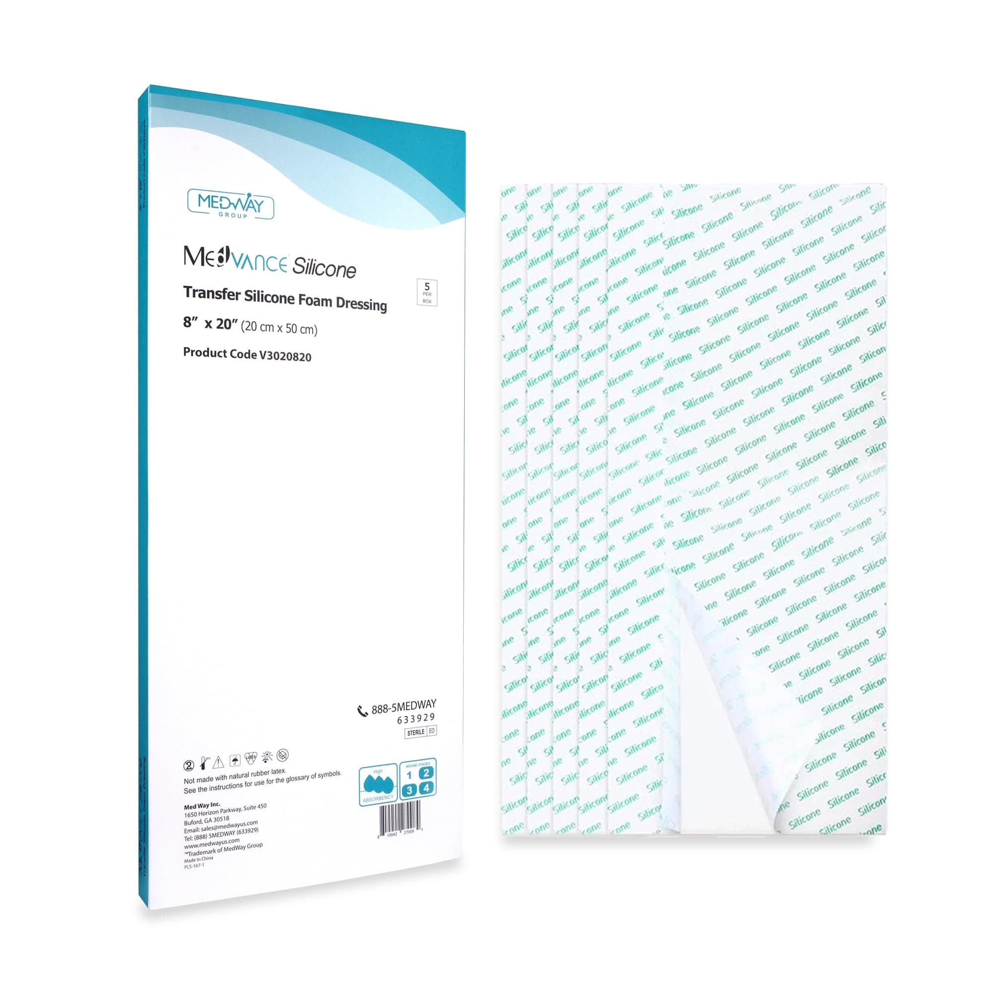 MedVance Transfer Silicone Foam Dressing, 8"x20" (5 Pack)