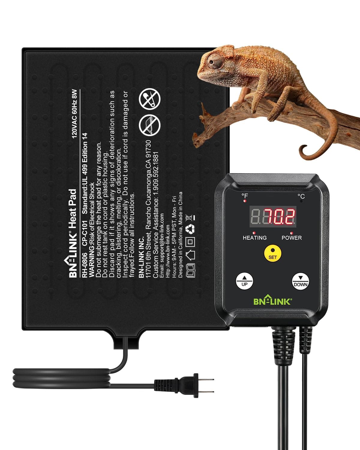 BN-LINK Durable Pet Heating Pad 6" X 8" with Digital Thermostat Combo Set