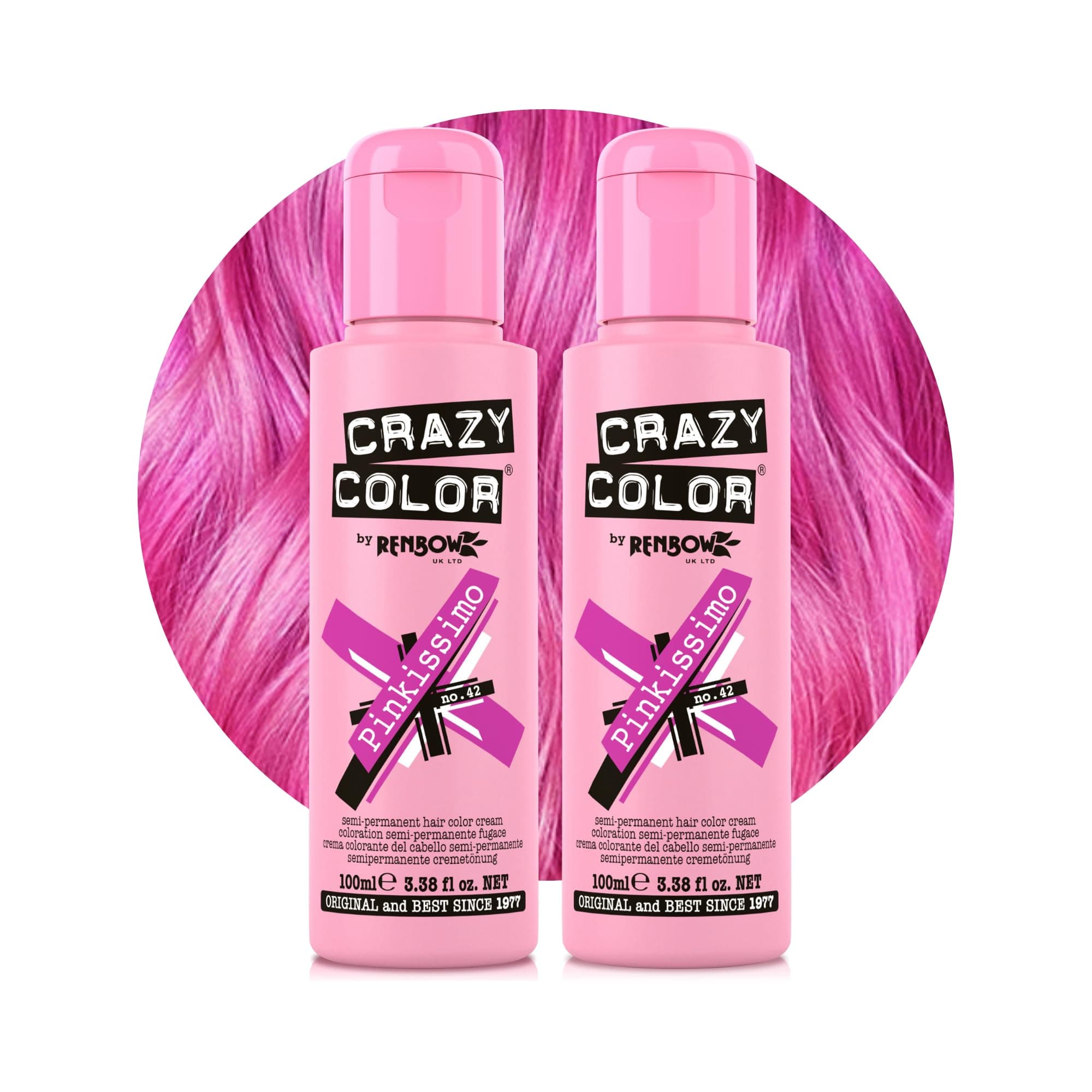 Vibrant Pinkissimo Semi-Permanent Hair Dye Duo. Highly Pigmented Magenta Conditioning & Oil Nourishing Vegan Formula | No Bleach or Ammonia | 200ml
