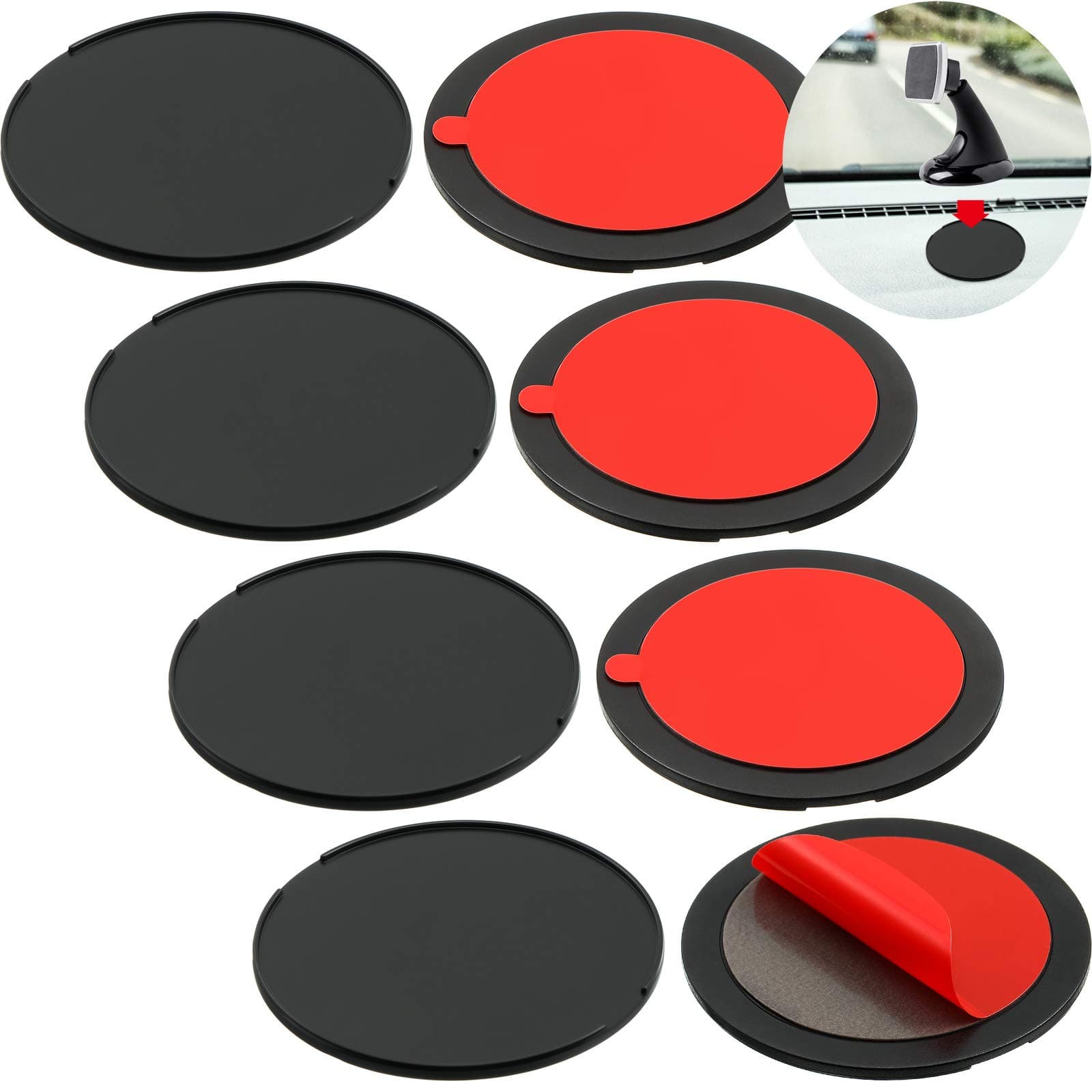 8 Pieces Disc Dashboard Pad Suction Cup Mounting Disc Adhesive Dashboard Mount Disc Stick on Universal Dash Mount Pad for Suction Cup Phone Mount, GPS Suction Mount, Sat Nav Dash Cam Holder, 2.87 Inch