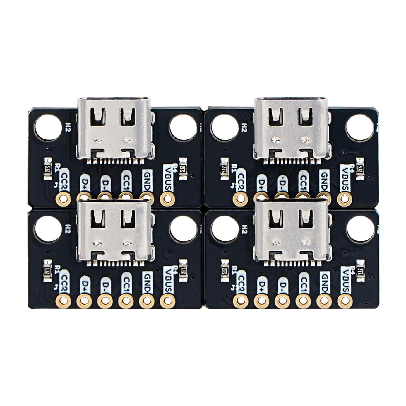 Treedix 4pcs USB Type-C Breakout Board Serial Basic Breakout Female Connector Type PCB Converter Board
