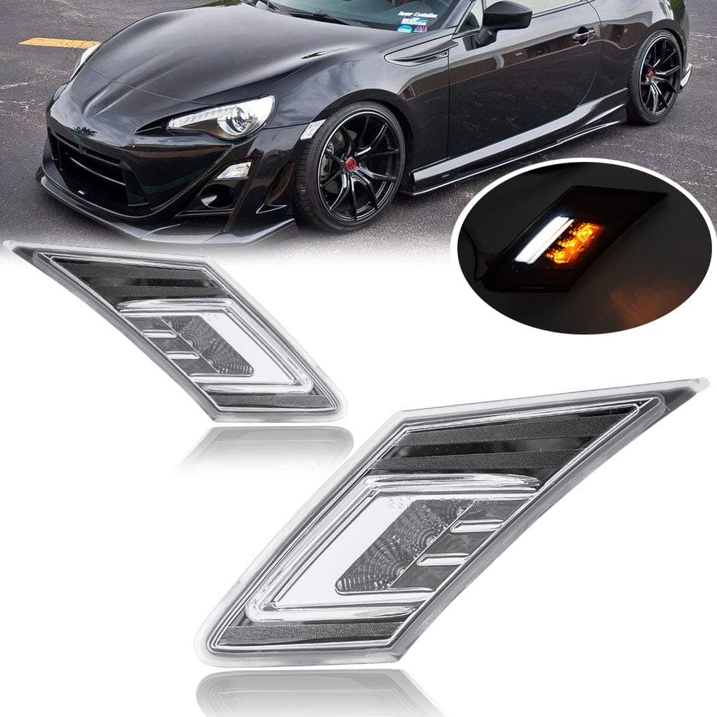 Clear Lens White/Amber LED Front Side Marker Light Kits for 2017-2020 Toyoto ...