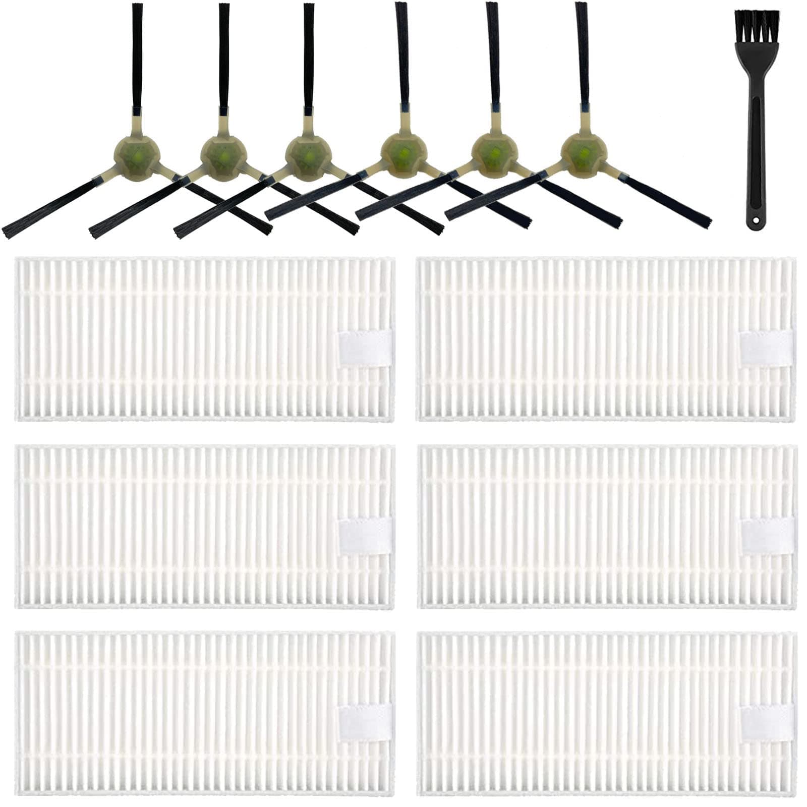 12 Pack Filter Replacement Compatible with OKP Life K2 K3 K3A K4 K5 and Lefant M210 M210S M210B M213 Robot Vacuum,okp life k2 replacement parts 6 Side Brushes,6 Filters