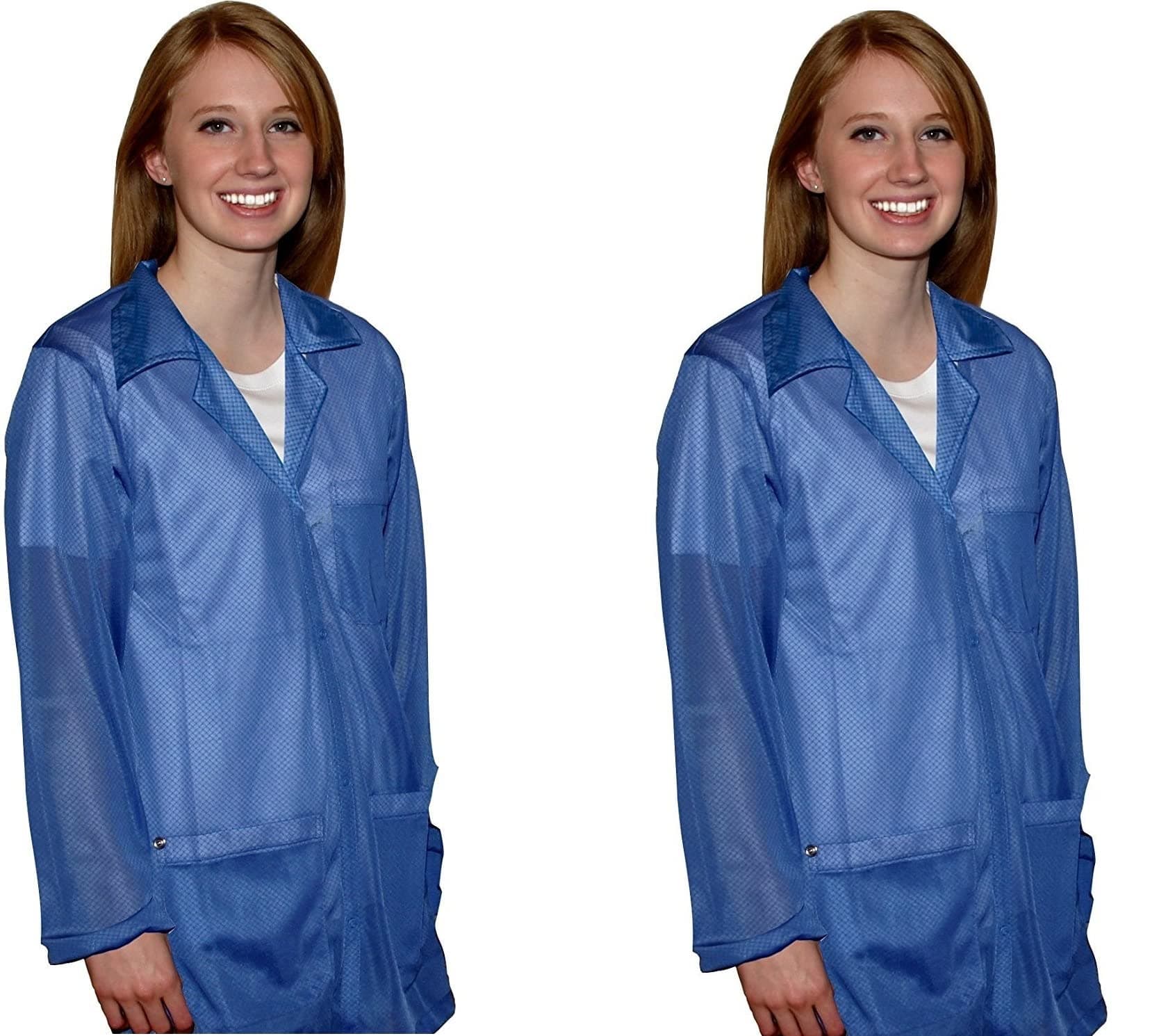 ESD Jacket, Certified Level 3 Protective Lightweight Workwear & High Shielding Anti-Static Lab Coat, Full Sleeve,Snap Cuff ESD Smock, Light Blue - X-Large (JKC8805SPLB)