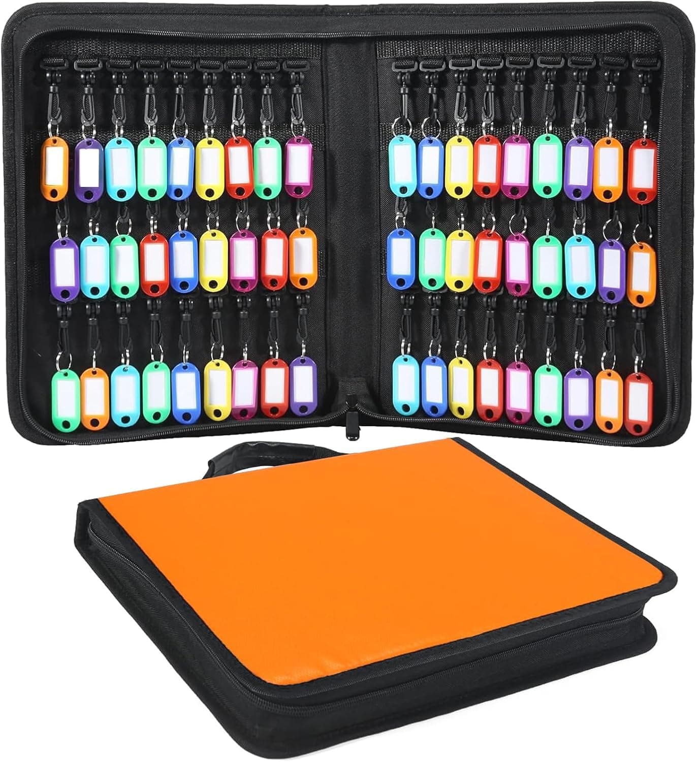 Ehoehu Portable Key Organizer with Handle, Fireproof and Waterproof Key Case, Key Holder with 54 Hooks and Tags Portable Key Storage Book for Offices Real Estate Agencies Hotels and Rental Management