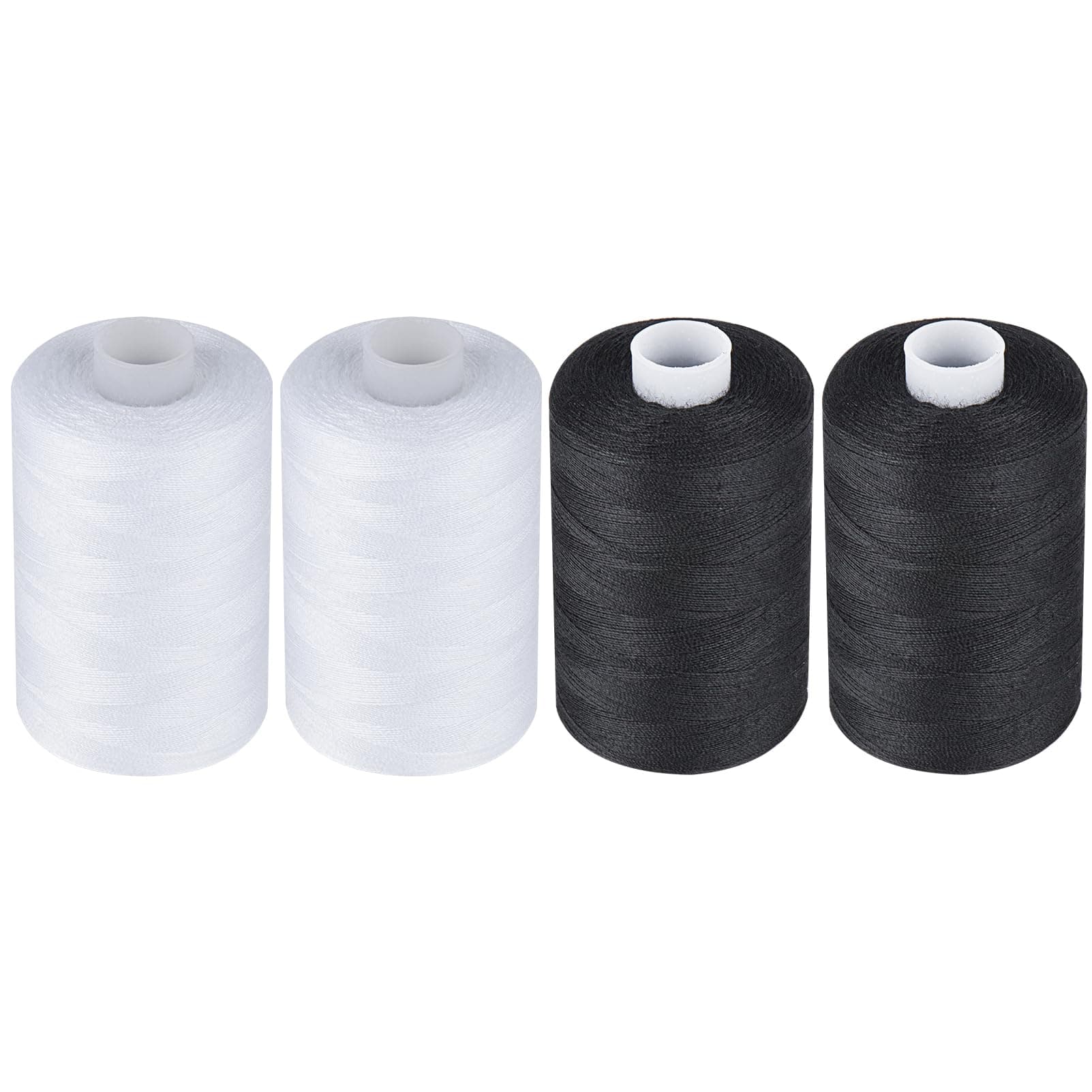 Simthread All Purpose Sewing Thread, 4 Spools Each 1000 Yards of Polyester Threads for Sewing Machine, Sewing Machine Supplies for Beginners, Hand Stitching, Quilting, Serger (2 White+2 Black)