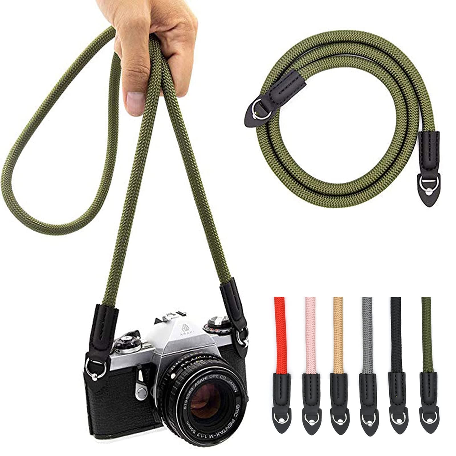 Eorefo Camera Strap Vintage 100cm Nylon Climbing Rope Camera Neck Shoulder Strap for Micro Single and DSLR Camera.