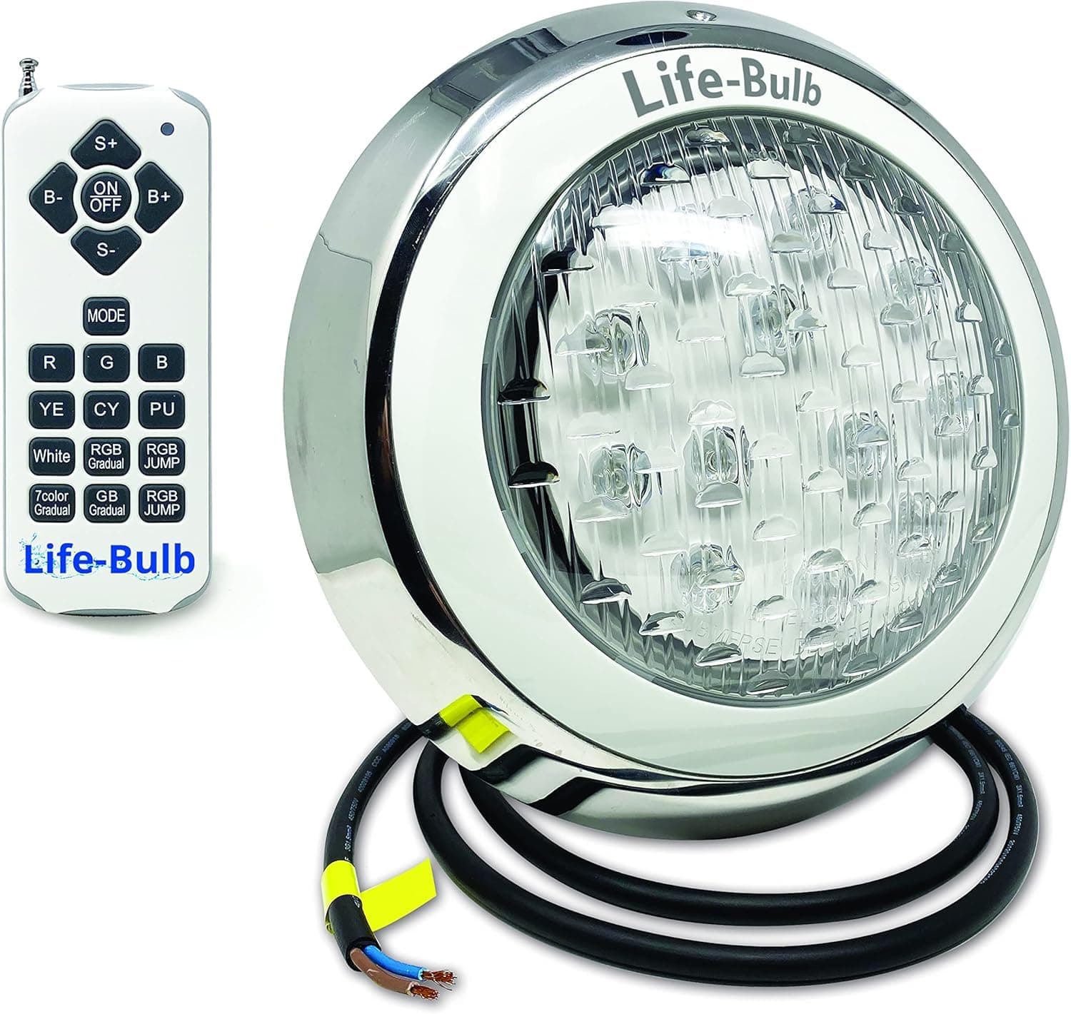 Life-Bulb LED Color Changing Wall Mount Pool Light with Remote | 75ft Cable | 12V 60W | Lifetime Replacement Warranty | Optional No Drilling Required Installation Kit*
