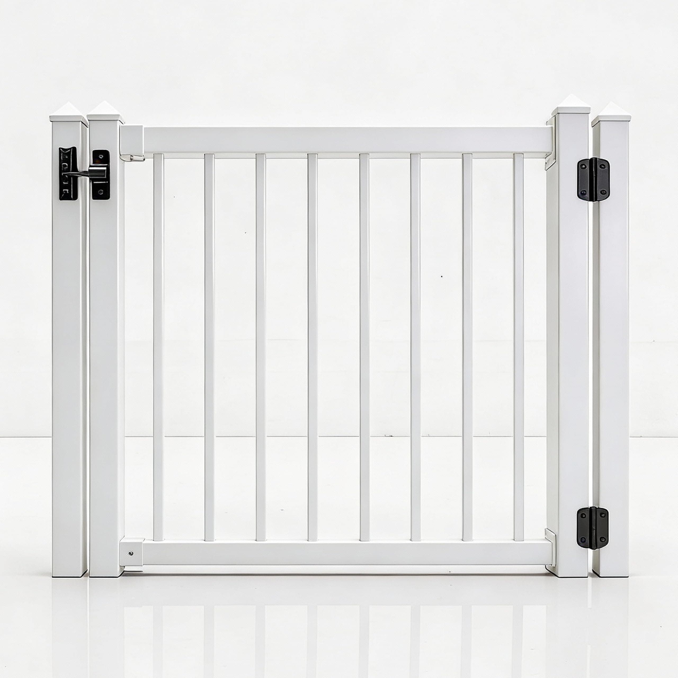 Gate Kit (3/4" pickets, White) Aluminum Deck Gate Kit - Build-to-Fit Hardware-Mounted Gate for Deck/Patio – Fits Openings Up to 48" Wide – Hinges & Latch Included (42" H)