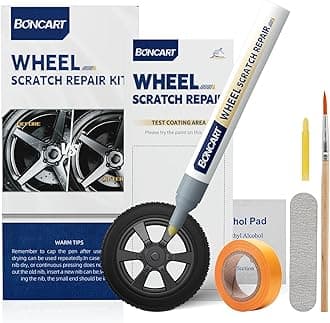 BoncartWheel Scratch Repair Kit, Rim Touch Up Paint, Wheel Paint Pen for Curb Rash, Metal Paint for Car Wheel Scratch Quick Repair（Matte Black）