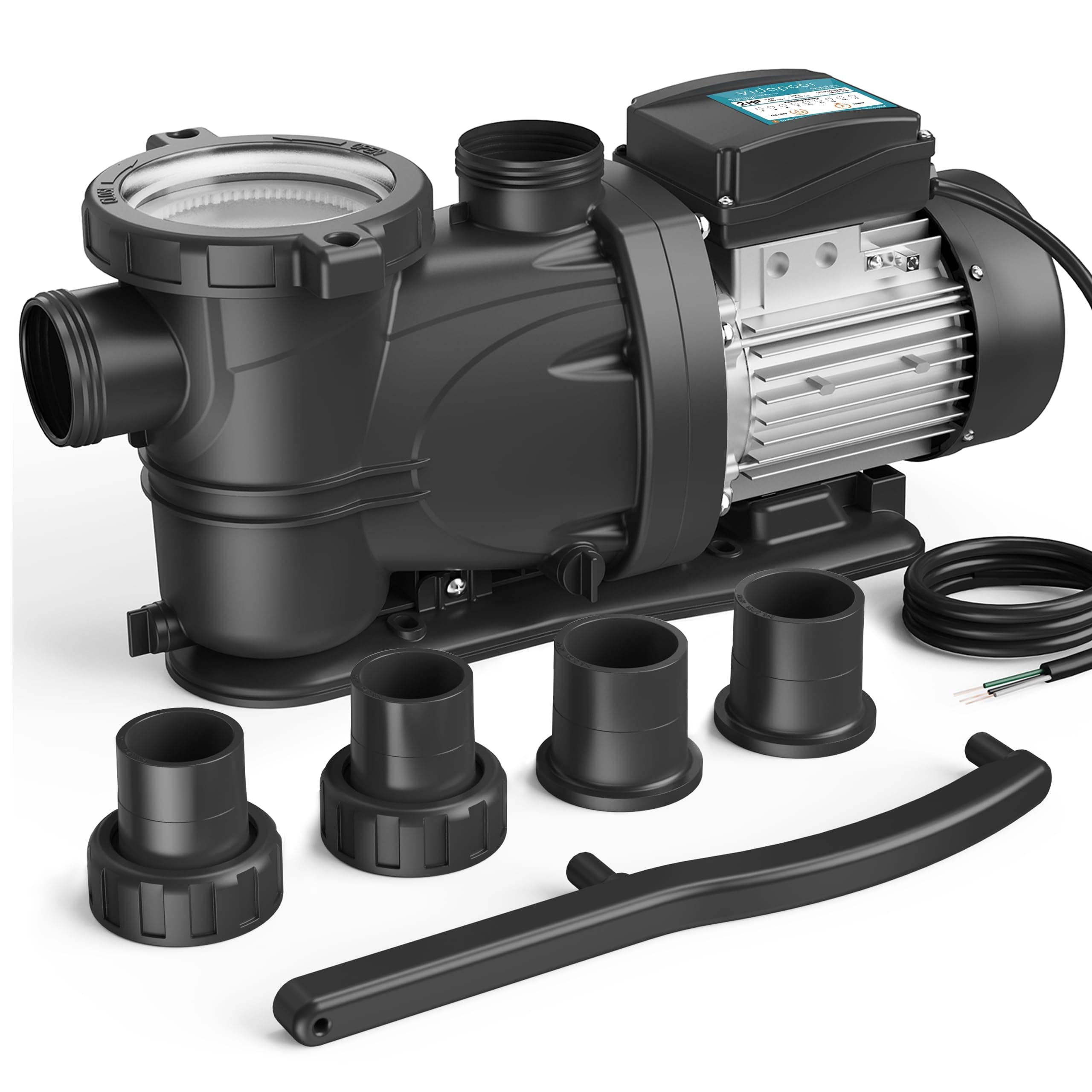 In/Above Ground Pool Pump, Self Primming High Flow (with Timer, 2HP, 8120 GPH, 220V)