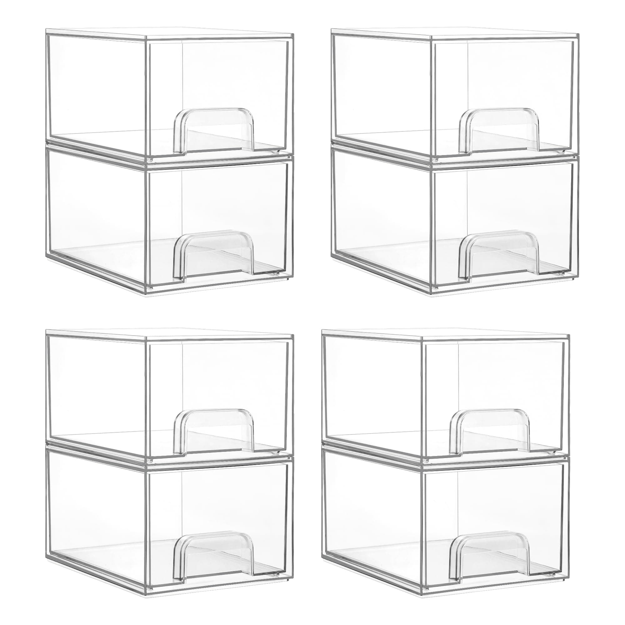 Vtopmart 8 Pack Small Clear Stackable Storage Drawers,Acrylic Bathroom Makeup Organizer,Plastic Storage Bins For Vanity, Undersink, Kitchen Cabinets, Pantry, Home Organization