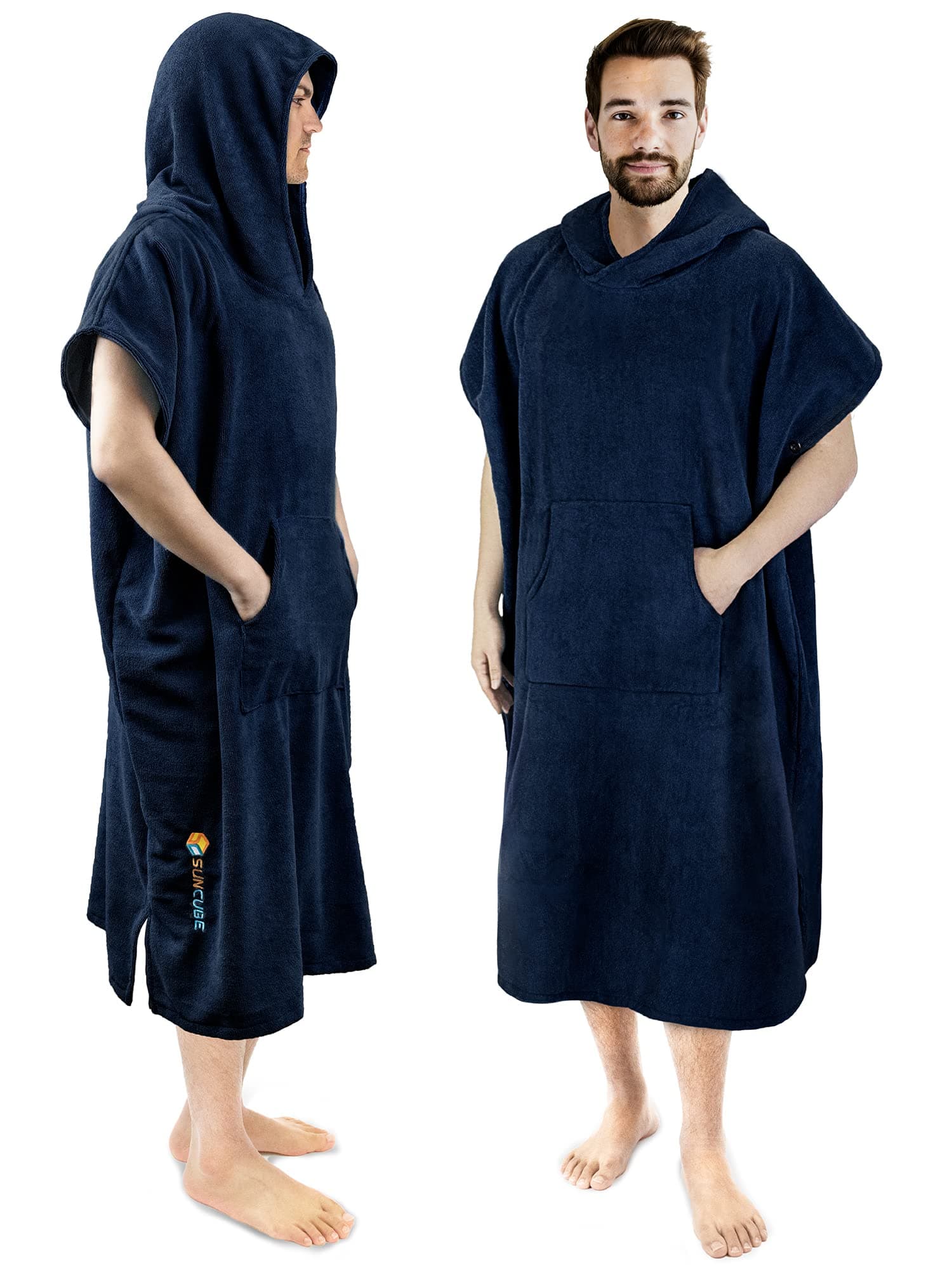 SUN CUBE Surf Poncho Changing Robe with Hood | Thick Quick Dry Microfiber Wetsuit Changing Towel for Surfing Beach Swim Outdoor Sports -Navy