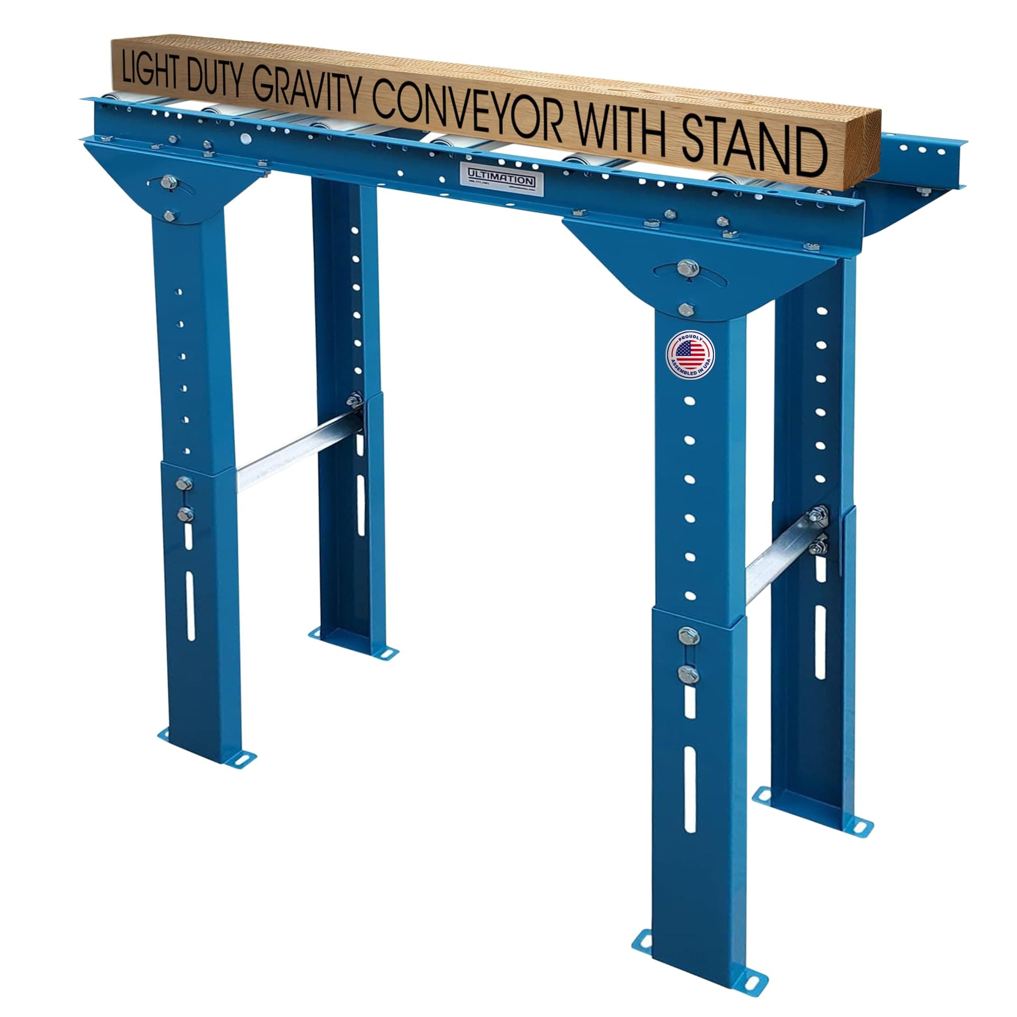 Ultimation Light-Duty Roller Stand with Adjustable Height and Steel Conveyor Rollers, 12" x 3' Galvanized Steel, Ideal for Assembly Areas - Power Saw, Woodworking Accessories, 540 lbs Capacity