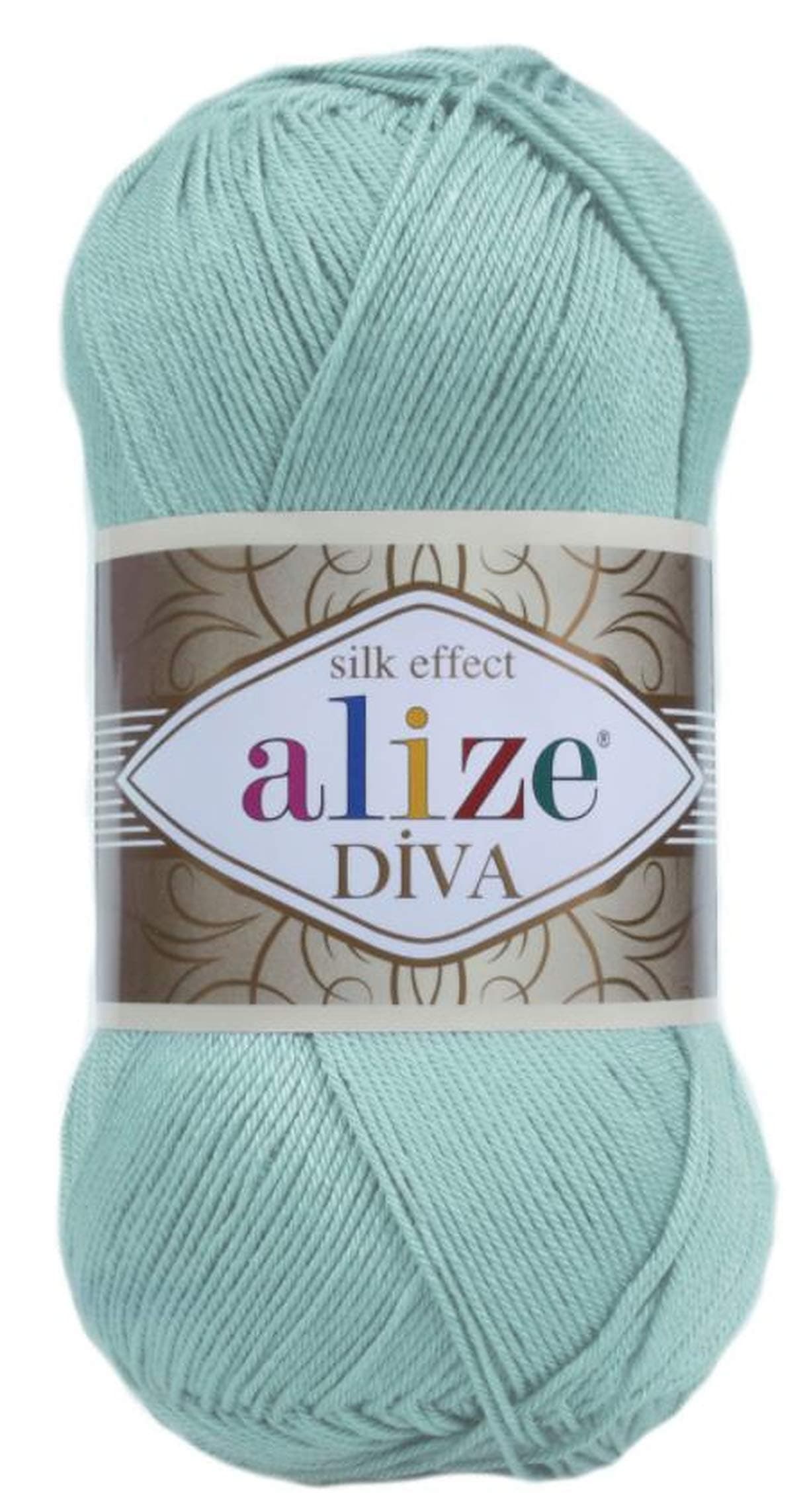 Alize Diva Silk Effect 100% Microfiber Acrylic Yarn 1 Ball skeins 100gr 383yds Color (463 - Light Aqua)