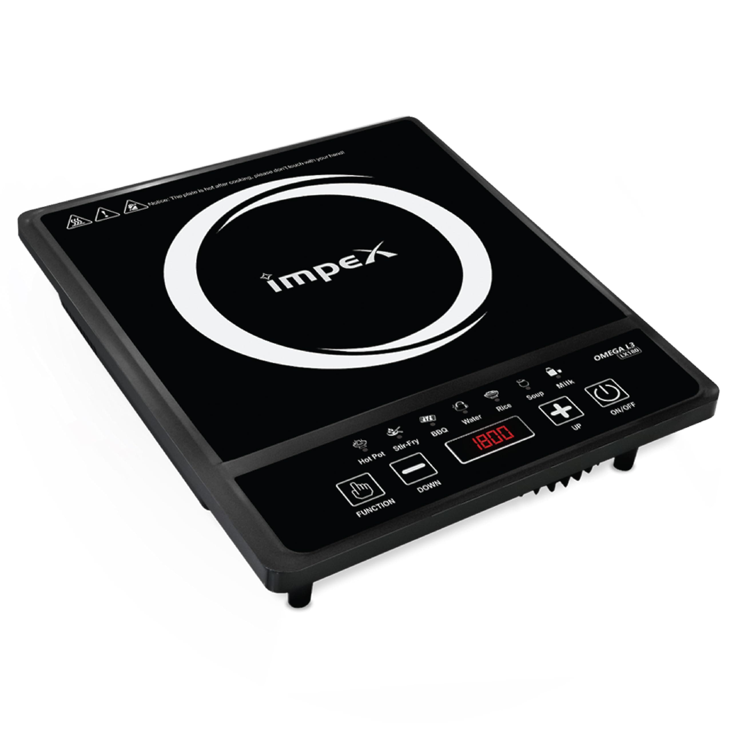 Impex 1800 Watt Induction Cooktop With Soft Button Control | Induction Cooktop With 7 Cooking Modes and Overheat Protection | 4 Digit LED Display | 1 Year Warranty