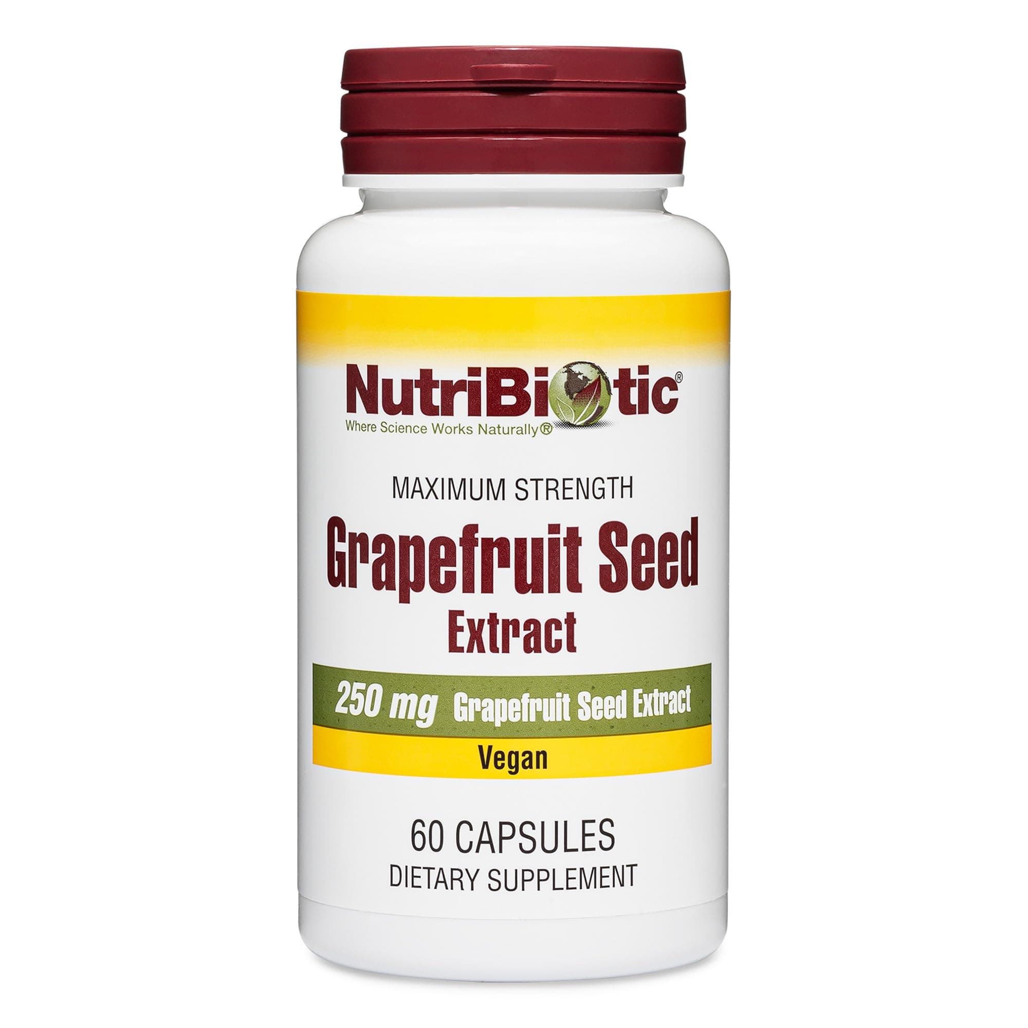 NutriBiotic – Grapefruit Seed Extract Capsules 250mg, 60 Count | Maximum Strength with Bioflavonoids | Potent Immune & Overall Health Support | Easy to Swallow | Vegan, Gluten Free, Non-GMO