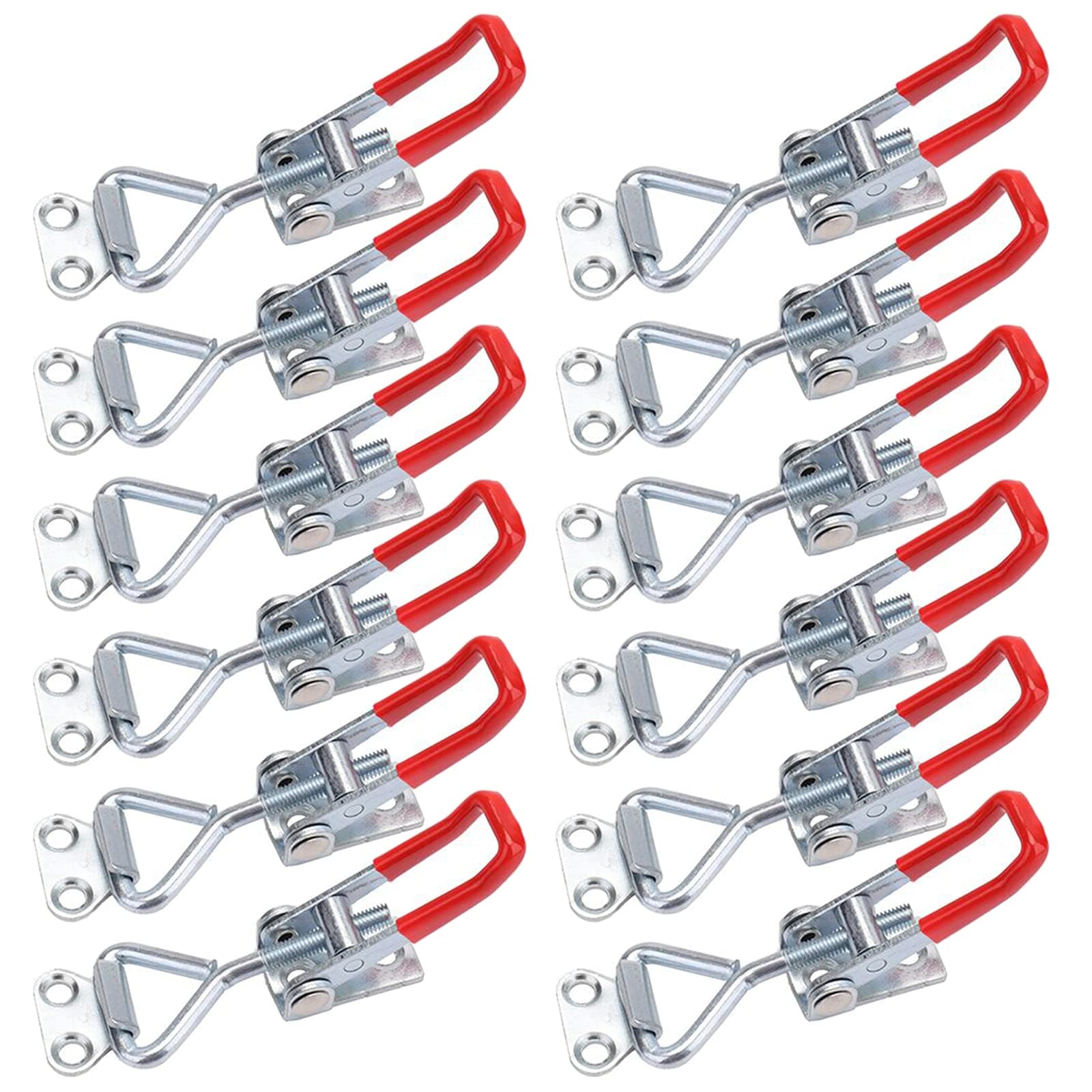 Hedume 12 Pack Pull Latch, Metal Adjustable Door Cabinet Box Case Toggle Latch Hasps Toggle Clamp, 4001, 220Lbs Holding Capacity