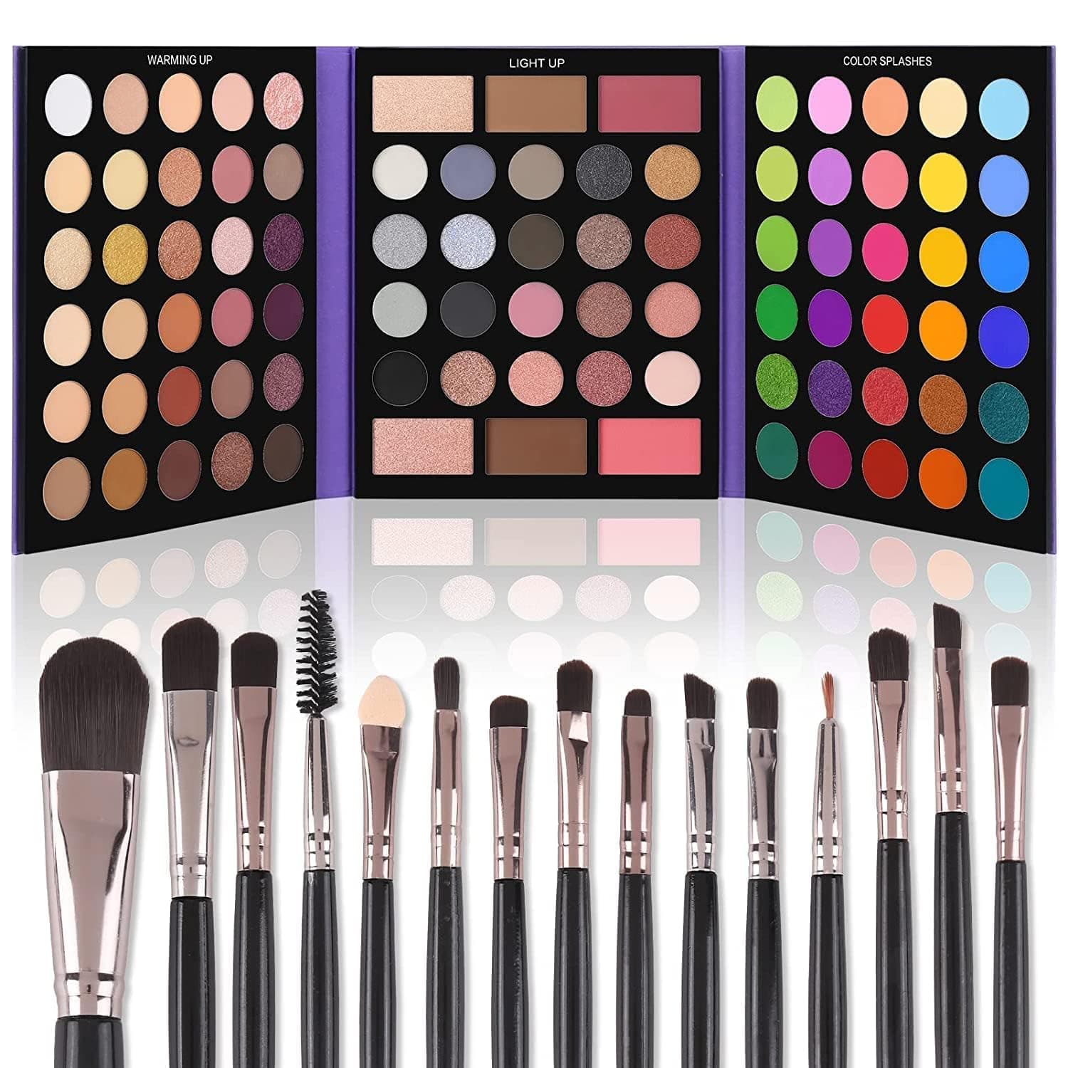 – Eyeshadow Palette with 15Pcs Brushes Makeup Set, Pigmented 86 Colors Make Up Sets Valentine's Day Gift, Matte Shimmer Glitter Eye Shadow Pallet Highlighter Contour Blush Powder Brush Beauty Kit