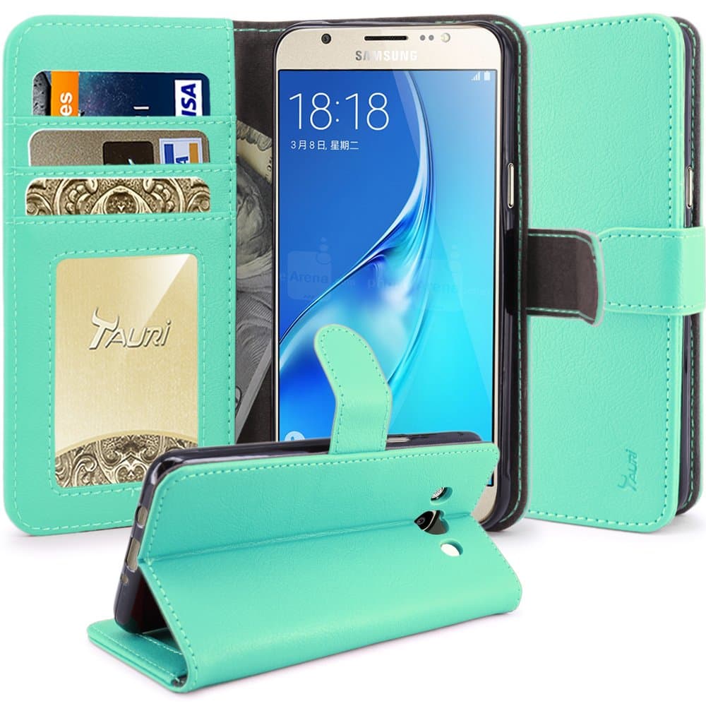 J5 2016 Case, TAURI [Stand Feature] Wallet Leather Case with Card Pockets Protective Case Flip Cover For Samsung Galaxy J5 (2016) - Mint