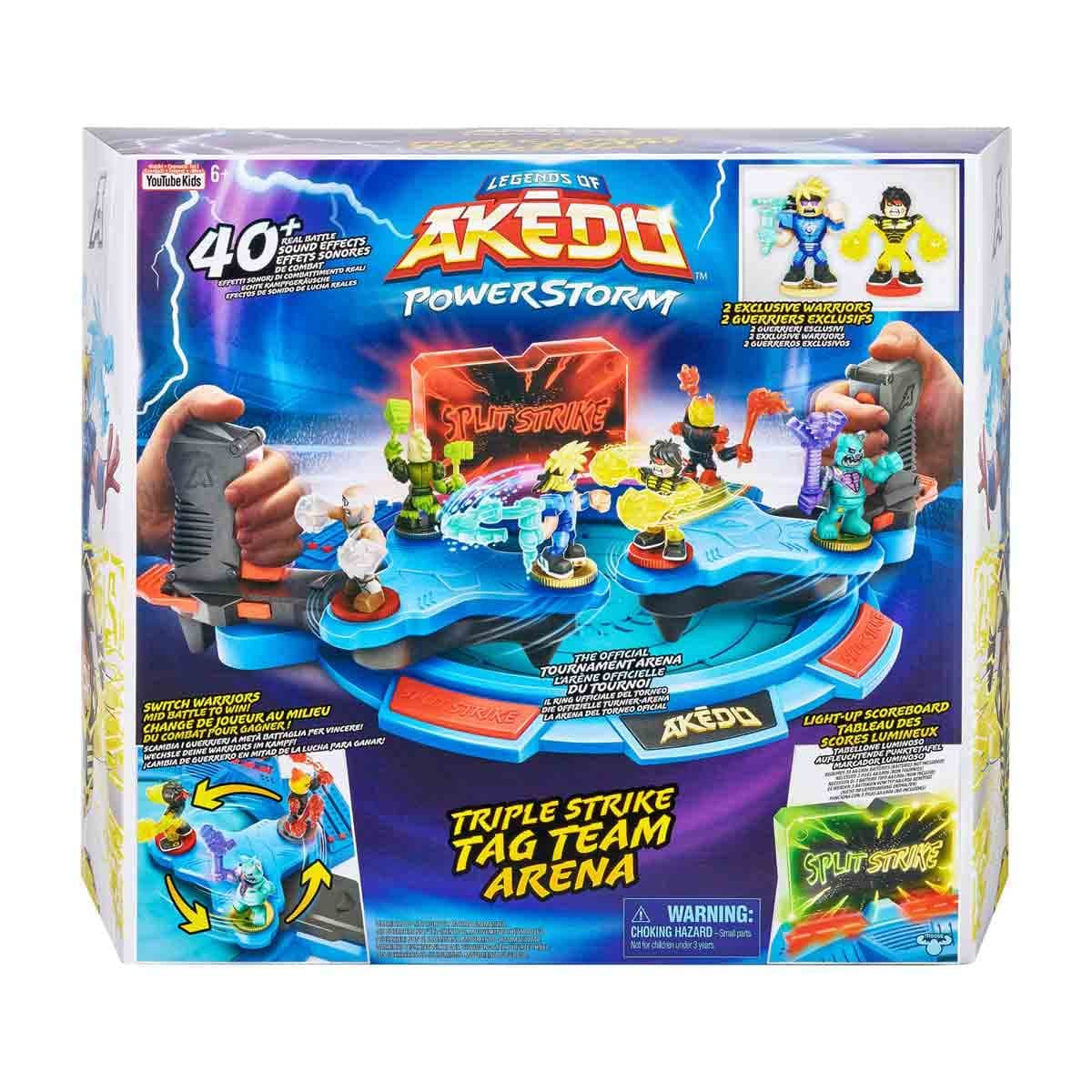 Legends of Akedo Powerstorm Triple Strike Tag Team Arena with 40+ Battle Sound Effects, Light Up Scoreboard and 2 Battling Warriors exclusive to the playset
