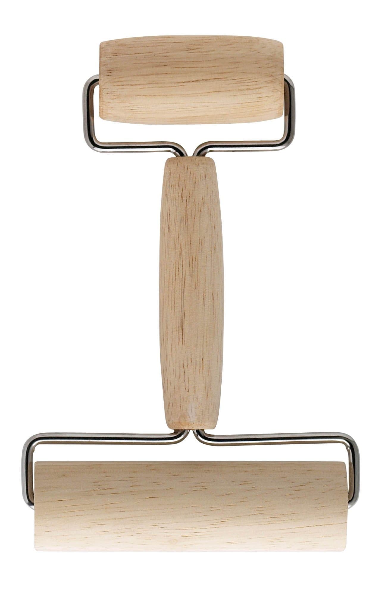 Double Dough Roller, Includes 4.125 and 2.375-Inch Wide Cylinders, Rubberwood