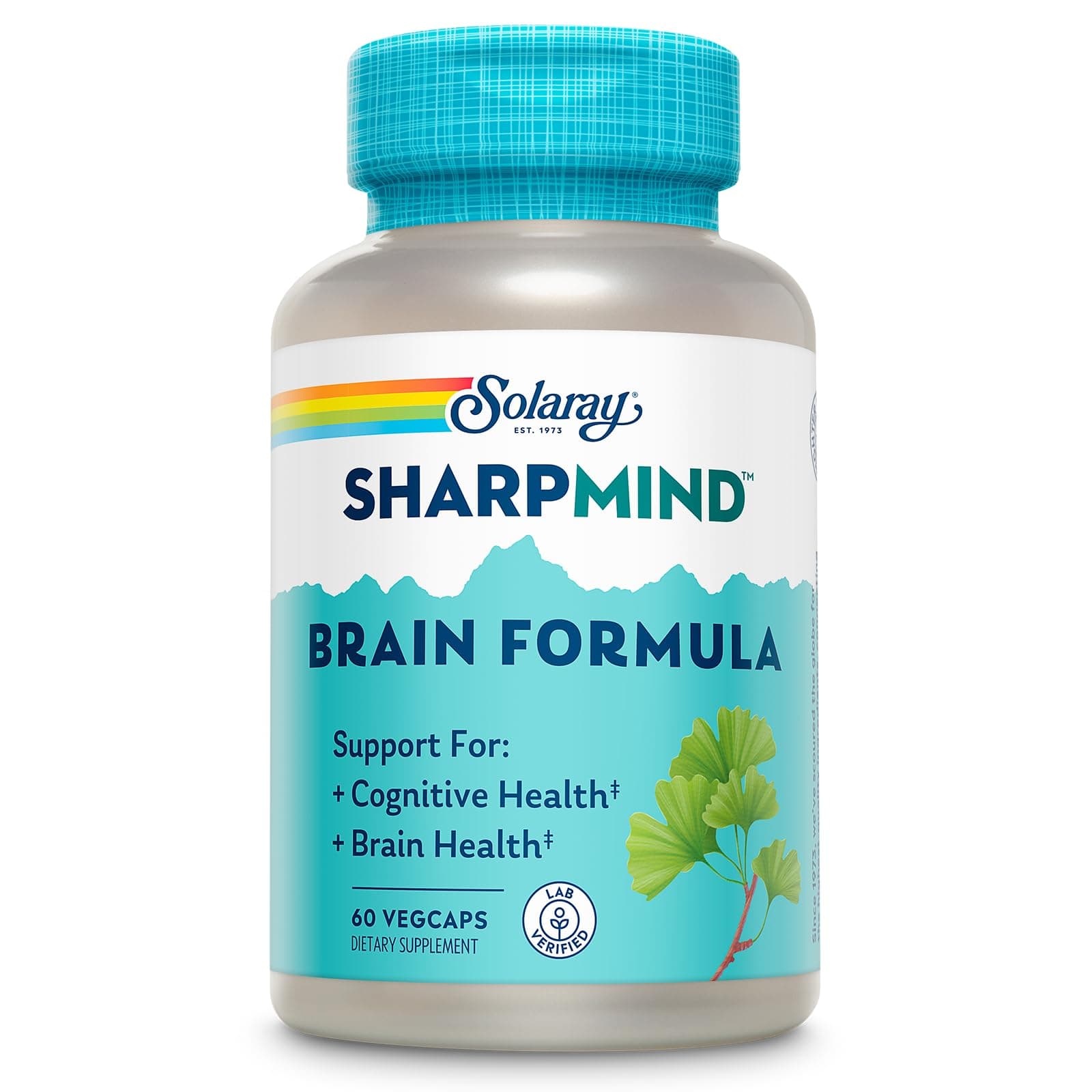 SOLARAY SharpMind Brain Support Formula - Nootropic Brain Supplements - Cognitive and Brain Health Support with Ginkgo Biloba - 60-Day Guarantee, 60 Servings, 60 VegCaps