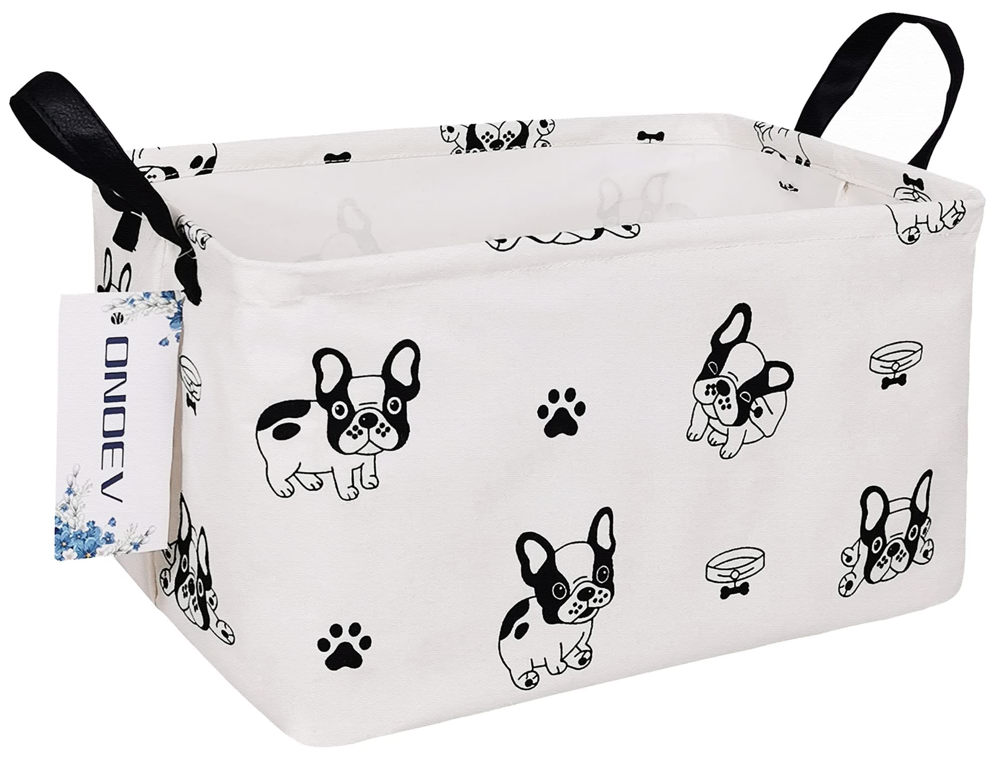 Rectangular Fabric storage box, decorative basket and finishing basket with handle are used for the storage of clothes, books and sundries (Bulldog) 14.9’’L ×10.2’’W×9.05’’H inches