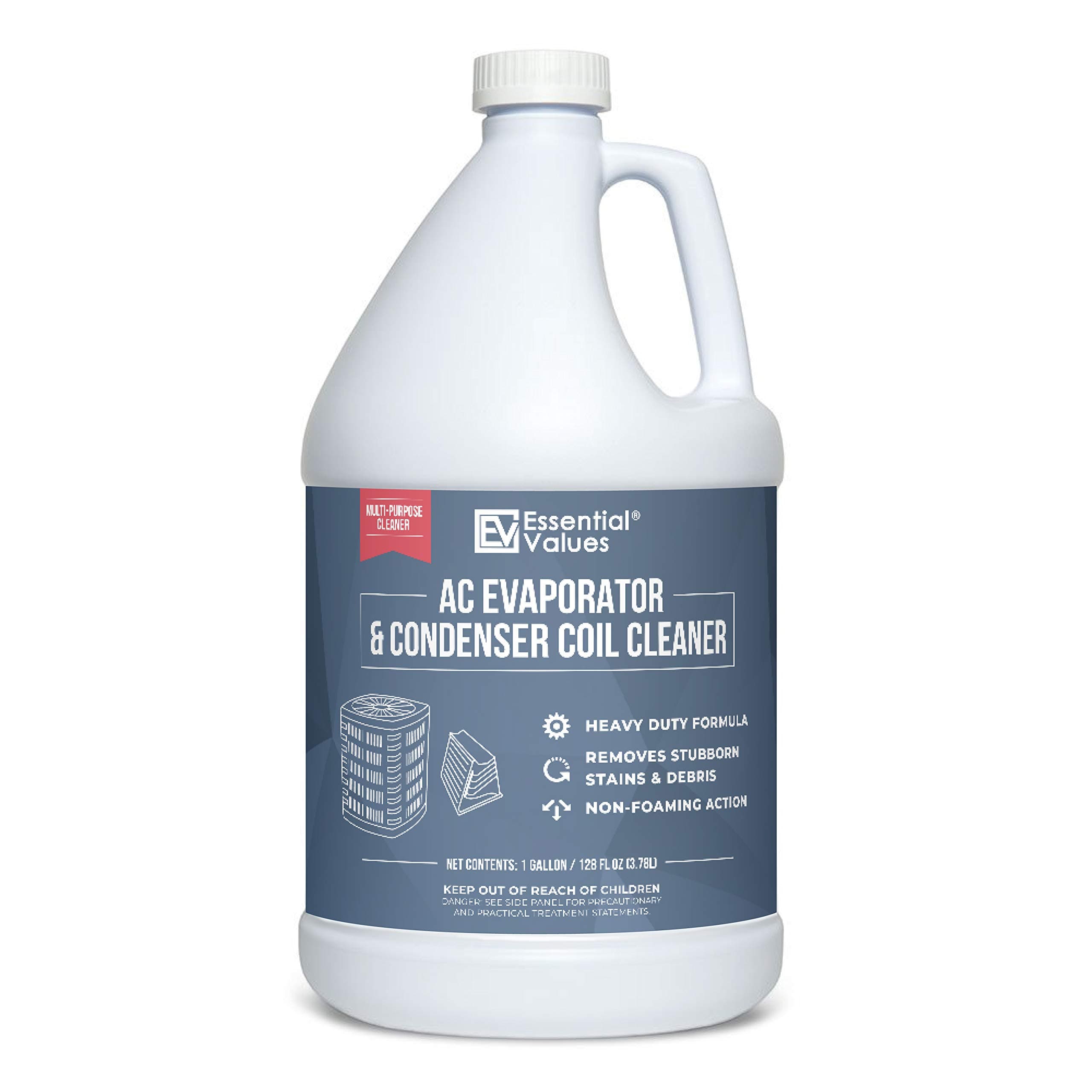 Essential Values Coil Cleaner for AC Unit (Gallon) | AC Coil Cleaner That is Non Foam Formula for Condenser Coils - Heavy Duty Professional Grade & For Commercial & Residential Air Conditioner