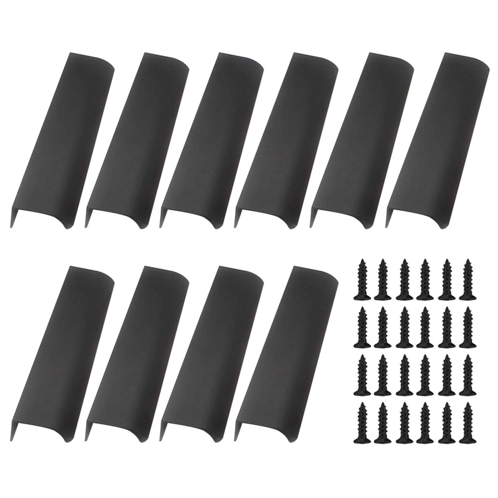 10 pcs Drawer Handles Edge Pulls w/Mounting Screws & Pre-drill Holes, Modern Style Finger Edge Pull Concealed Handle for Home Kitchen Door/Drawer/Cabinet