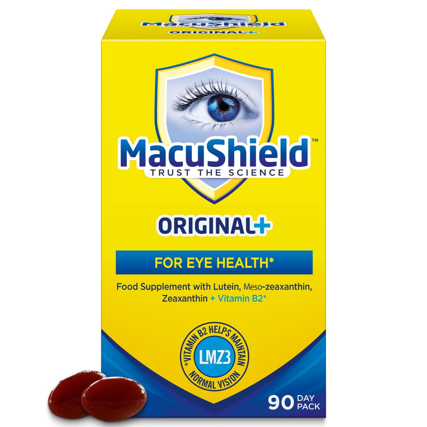 Original Plus Capsules - 90-Day Pack, Eye Health Supplement* with Lutein Zeaxanthin and Meso-Zeaxanthin + Vitamin B2 (Riboflavin) which Helps Maintain Normal Vision