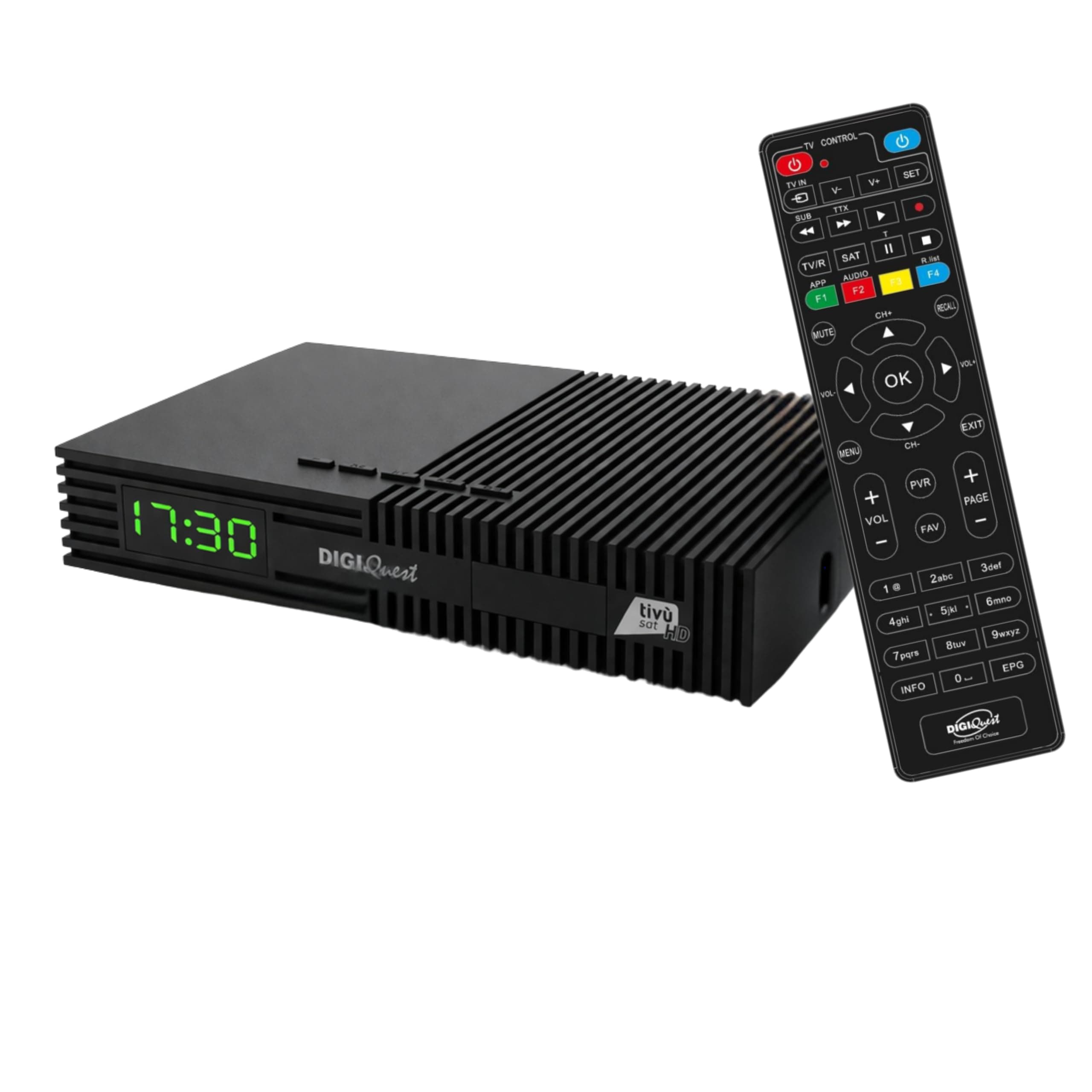 DIGIQUEST Tivùsat Ti9 DVB-S2 Decoder | Auto Installing | 2 in 1 Remote Control | Tivùsat Smart Card Included | HDR | Recording Function Activated | SOS Button