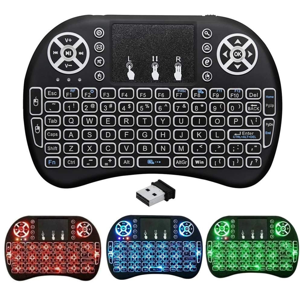 2.4G Mini Wireless Keyboard with Touchpad Mouse, Upgraded Multi BRG Backlight Memory, Portable Wireless Keyboard with USB Receiver Remote Control for Android Smart TV Box Pad Windows Mac:i8