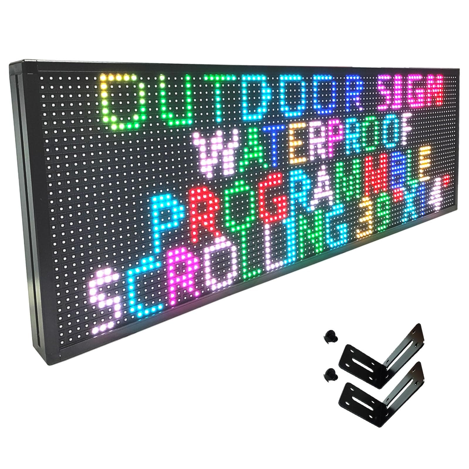 HS Programmable Scrolling Led Sign, Outdoor Digital Display Messsage Board, Full Color High Brightness WIFI Control,Text Customable, for Business Store Restaurant Public(P10 39''x14'')