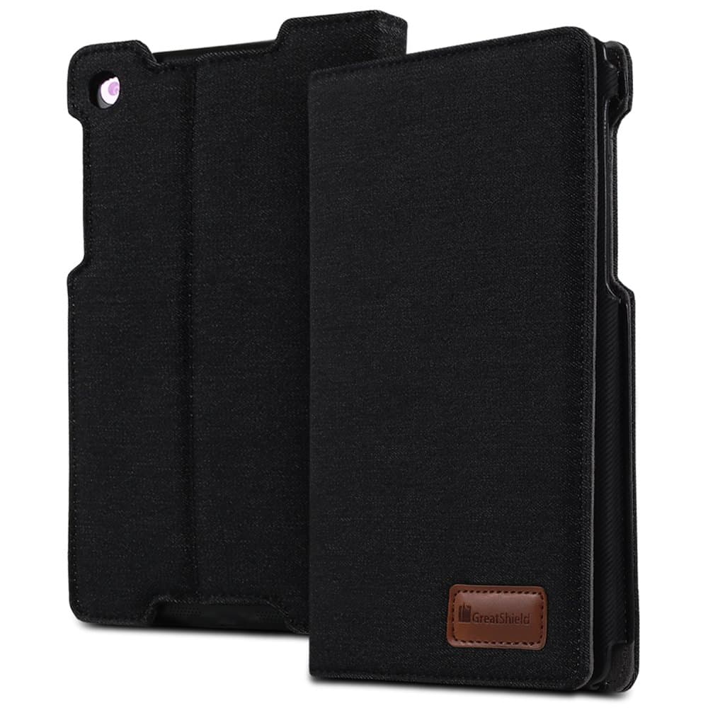 GreatShield VANTAGE Series Multi-Angle Denim Fabric Case with Sleep / Wake Cover for Google Nexus 7 2nd Generation (2013) - Black