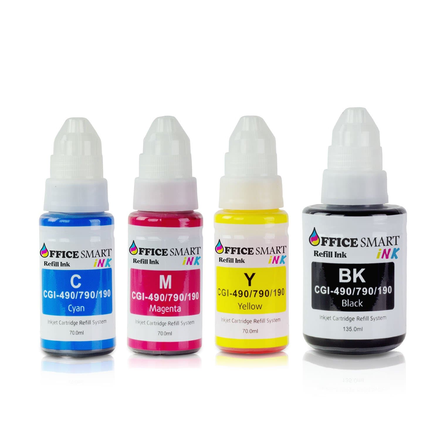 4PK Refill Dye Ink Kit Compatible with GI-290 (Black 135ml, Cyan Magenta Yellow 70ml for G4200, G3200, G2200, G1200 Printers