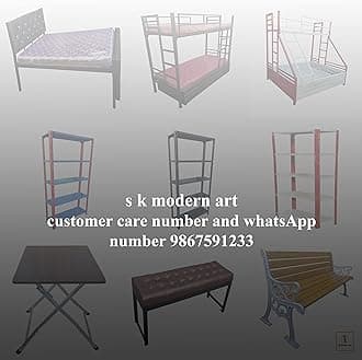 S. K. MODERN ART Metal Bunk Bed for Adults with Trundle Without Mattress (Black Powder Coated, 3 x 6 feet)