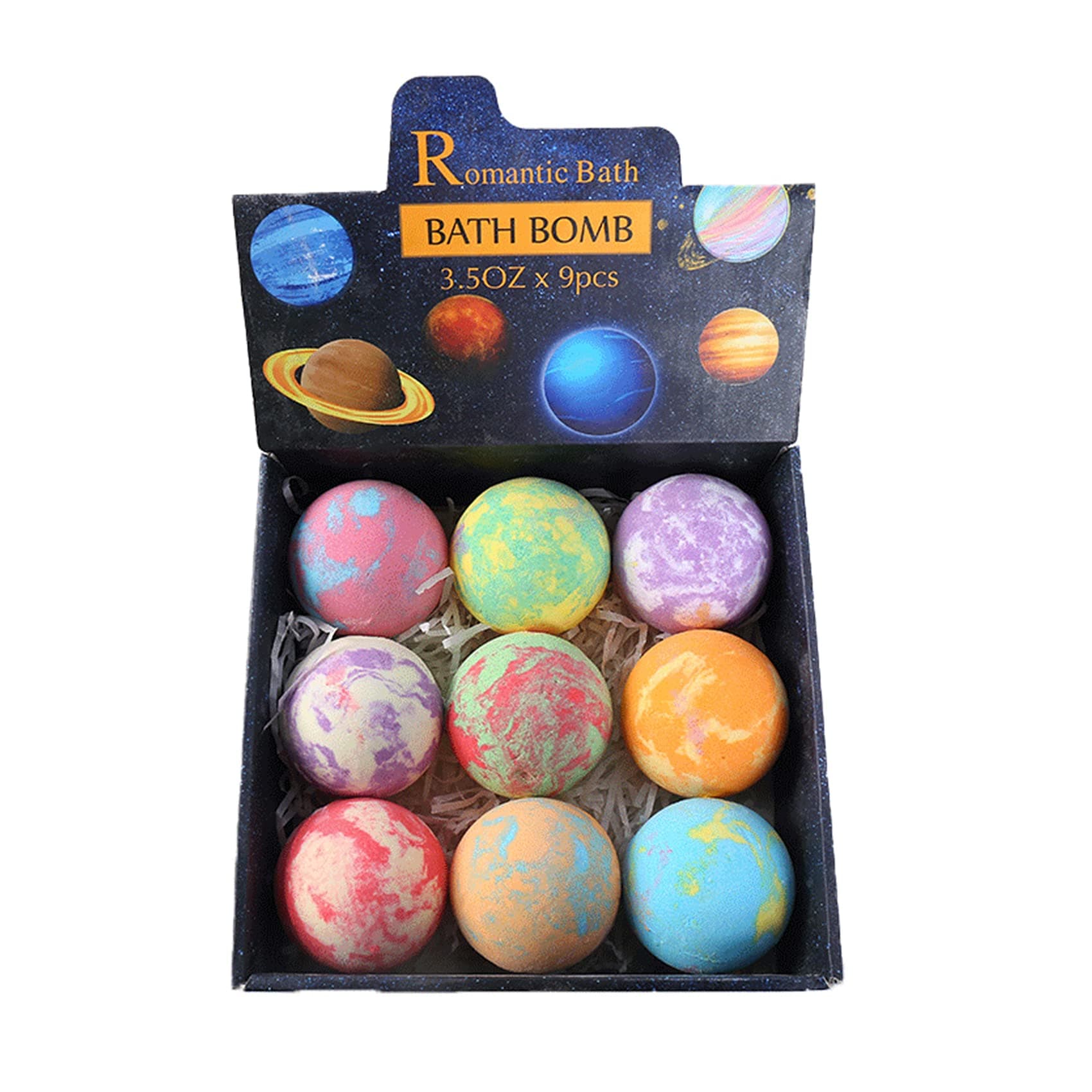 9PCs Bath-Bombs Gift Set Vivid Sprinkle Balls Spa Bath Fizz Effect Colorful Balls Kit Organic Sea Salt Bubble Bath Skin Moisture Relieve Pressure Varied Scents for Women Girls Mother Wife Girlfriend
